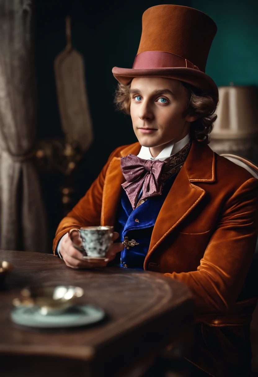 photo dslr professionnel 8k portrait de willy wonka a age 1 et il est jeune