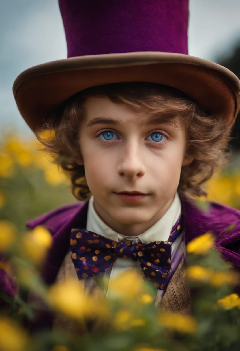 photo dslr professionnel 8k portrait de willy wonka a age 1 et il est jeune