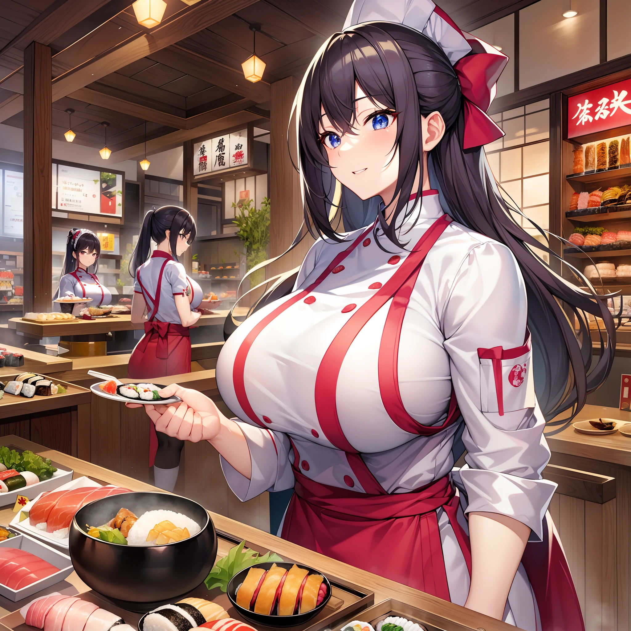 ​masterpiece++、top-quality++、ultra-definition++、ultra-definition++、4k++、8k++、from side、（Background Focus）++、Woman in clothes living in a sushi restaurant in a real world city々Muscular big breasts sister sushi chef surrounded by sushi ingredients、At a sushi restaurant々Muscular big breasts sister sushi chef rune surrounded by sushi ingredients、At a sushi restaurant々Muscular big breasts sister sushi chef goddess magic surrounded by sushi material、At a sushi restaurant flying above々Muscular big breasts sister sushi chef married woman surrounded by sushi material、At a sushi restaurant々Muscular big breasts sister sushi chef goddess high school student surrounded by sushi material、At a sushi restaurant々Muscular big breasts sister sushi chef mature woman surrounded by sushi ingredients、detailed fantasy art、Contemporary Art Style、Break at a beautiful modern sushi restaurant々Muscular big breasts sister sushi chef goddess college student surrounded by sushi ingredients、At a sushi restaurant々Muscular big breasts sister sushi chef goddess president surrounded by sushi ingredients、Contemporary Art Behans、At a beautiful sushi restaurant々Muscular big breasts sister sushi chef working person surrounded by sushi material、At a sushi restaurant々Muscular big breasts sister sushi chef OL surrounded by sushi ingredients、Wearing shiny clothes、At a sushi restaurant々Muscular big breasts sister sushi chef magic circle surrounded by sushi ingredients、 At a dazzling sushi restaurant々Sparks of muscular big breasts sister sushi chef surrounded by sushi ingredients、At a sushi restaurant々Muscular big breasts sister sushi chef goddess chain surrounded by sushi ingredients、At a sushi restaurant々Muscular big breasts sister sushi chef goddess surrounded by sushi ingredients、At a sushi restaurant々Muscular big breasts sister sushi chef goddess style hair surrounded by sushi ingredients、Break the Beautiful Real World、At a sushi restaurant々Muscular big breasts sister sushi chef hat surrounded by sushi ingr
