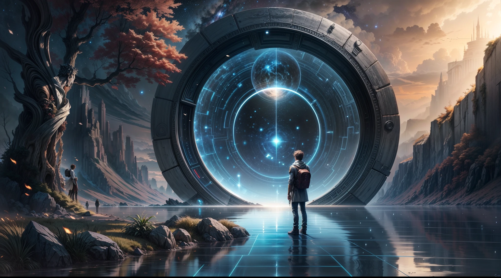 As he traveled back in his past, someone meets him in a Chronos Portal, river, galaxy, prodigal son, unknown path