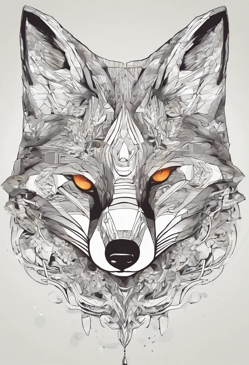There is a drawing of a fox animal, com um pelo laranja, Cabeca raposa, head of a fox, com um emblemaa de raposa, Second Fox Head, focinho de uma raposa, arte vetorial altamente detalhada, focinho de raposa, Logo raposa, raposa, Black fox icon, low polygons illustration, vetor behance hd jesper ejsing, um de raposa. Noite, imagem noturna, imagem sombriada, raposa nervosa, amaçadora, irritada, brava, dentes, presas grandes, presas nos dentes, presas aparentes, olhar sombrio, menacing stare, olhos vermelhos.