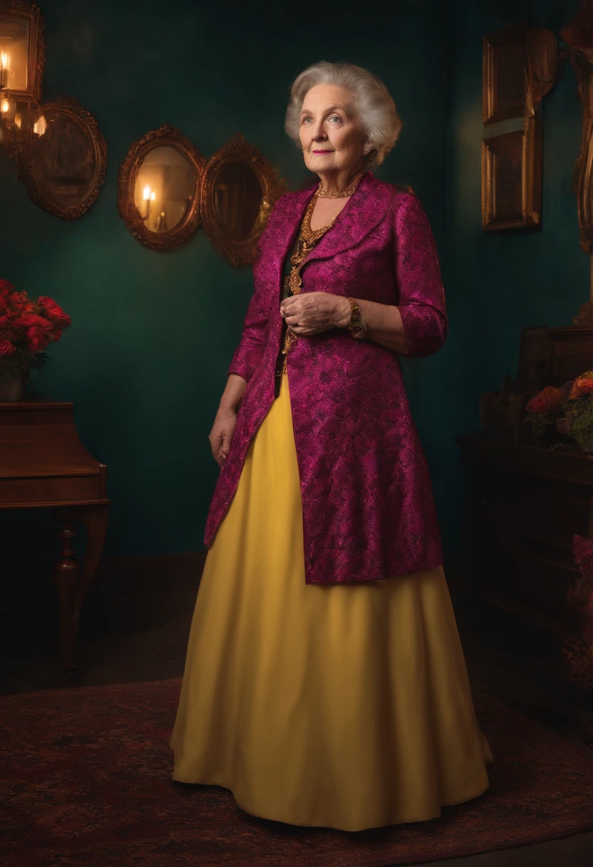 A professional DSLR 8K photo Portrait of Willy Wwonka's mother