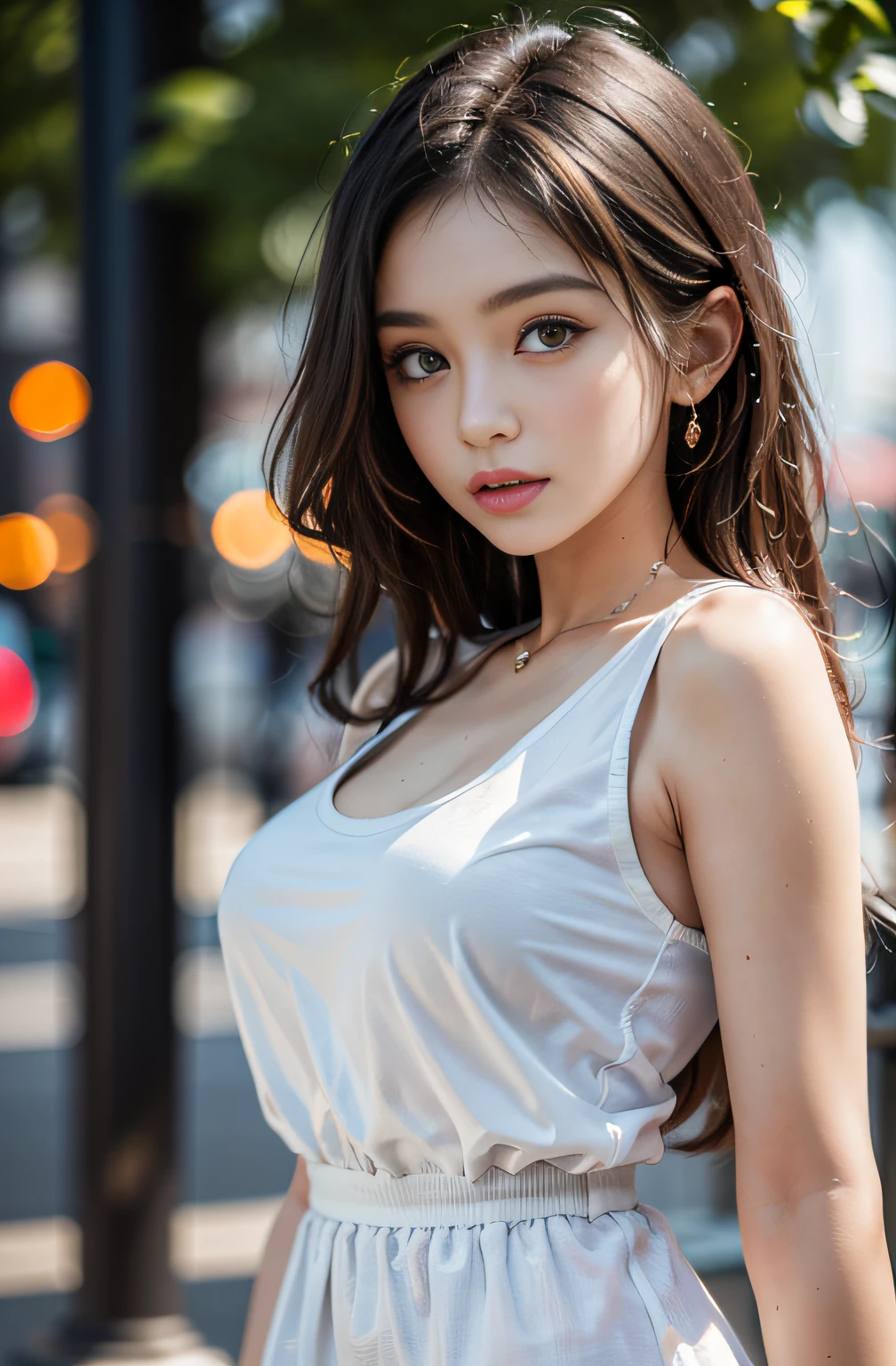 1girl, (:2), (girl child:2), (really young girl:1.5), (young little body:1.5), (baby face:1.3), portrait photography, ultra-detailed shot, (extreme-detail on subject), (perfect-anatomy), wide angle shot, portrait photography, high resolution photography, focus on subject, girl Street photography wallpaper, (perfect-shadows-highlights), (picture-perfect-face-body), littte little girl, orponytail hair, beautiful eyes, orange eyes, white dress, beautiful white dress, cleavage, realistic body, (tiny boobs:1.5), realistic face, realistic breasts, realistic hands, realistic hair, perfect face, perfect body, perfect breast, perfect hands, perfect hair, (perfect tiny body:1.2), good anatomy, detailed body, detailed face, detailed hands, detailed breast, good hand anatomy good body anatomy, good breast anatomy, perfect anatomy, (realistic:1.5), (photorealistic:1.5), hyperrealistic, super realistic, intricate details, fine details, good lighting, good lighting dynamic range, photorealistic lighting, cinematic lightning background, photorealism, dynamic Lighting, intricate lighting, realistic lighting directional lighting, cinematic lightning, super sharp, sharp details, very high resolution, sharp resolution, 4k resolution, 8k resolution, 10 bit raw high quality, (masterpiece:1.5), (photograpic-detailed-real background), perfect photography composition, street photography, photorealistic photography, realistic street background, Photorealistic background, tokyo street background, street view photography, portrait photography, street photography, Cinematic lighting background, street background, photorealistic detailed background, super detailed subject, super detailed background, (photorealistic-detailed-good buildings structure composition) , photorealistic-detailed road, (masterpiece:2), high end camera, zeiss lens camera, high quality lens