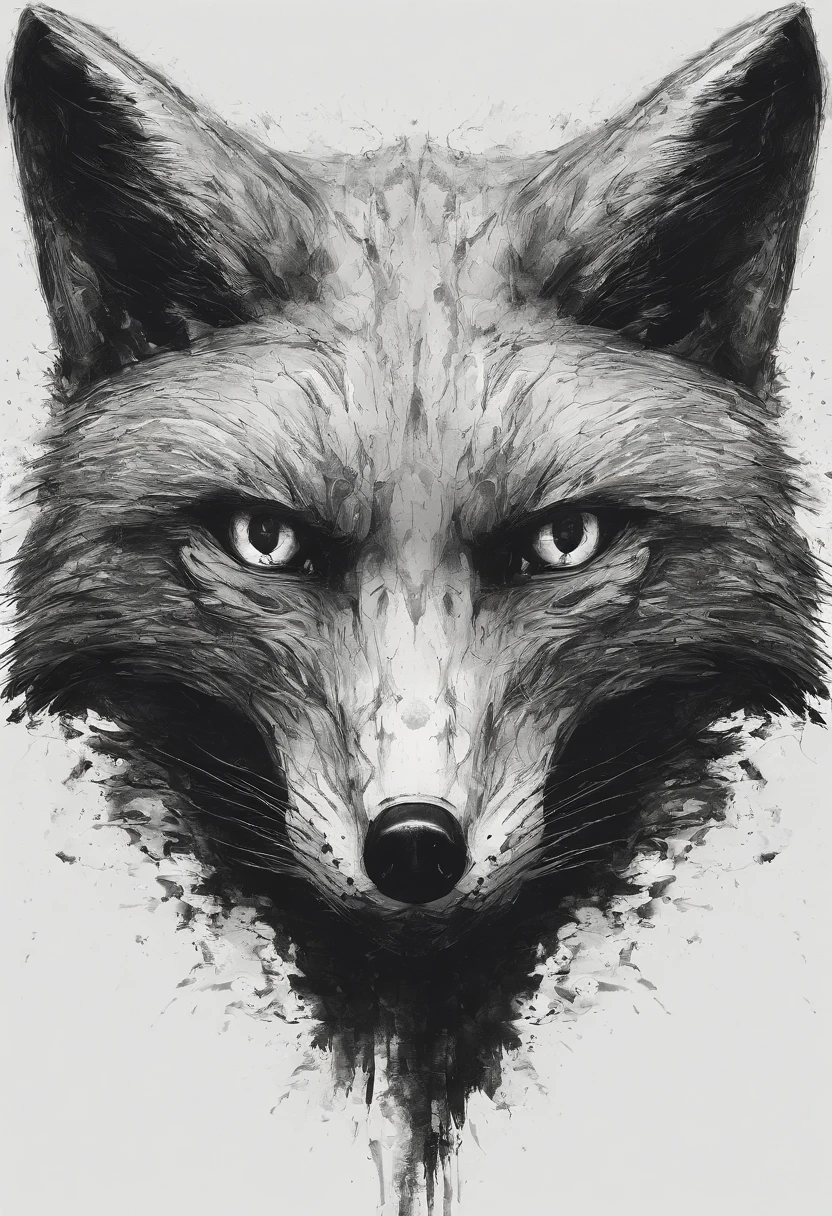 There is a drawing of a fox animal, com um pelo laranja, Cabeca raposa, head of a fox, com um emblemaa de raposa, Second Fox Head, focinho de uma raposa, arte vetorial altamente detalhada, focinho de raposa, Logo raposa, raposa, Black fox icon, low polygons illustration, vetor behance hd jesper ejsing, um de raposa. Noite, imagem noturna, imagem sombriada, raposa nervosa, amaçadora, irritada, brava, dentes, presas grandes, presas nos dentes, presas aparentes, olhar sombrio, menacing stare, olhos vermelhos. Cores sombreadas, cores fortes. Cores na pele, cor de fundo sombriado, plano de fundo noturno.