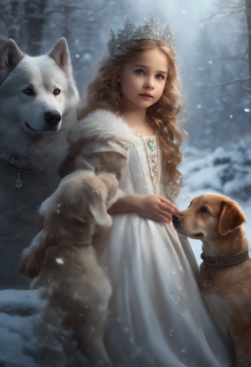 LITTLE WINTER PRINCESSES, WEARING WHITE PRINCESSES DRESSES, WINTER, SNOWING, NATURE, DOG, 8K, resolution concept art portrait by Greg Rutkowski, Artgerm, WLOP, Alphonse Mucha dynamic lighting hyperdetailed intricately detailed Splash art trending on Artstation triadic colors Unreal Engine 5 volumetric lighting"
Preparing