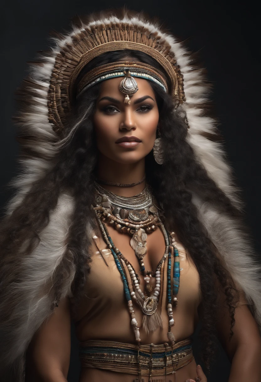 Shaman, Brasileira, Deusa da Lua, mulher cabelo branco , cabelos brancos, roupas brancas, lindos cabelos brancos , simbolo de lua na testa ,Fundo lua de sonho ,Ultra realista, with details of indigenous culture, roupas e objeto com o mesmo tema, lua translucida na noite ao fundo, UHD, detalhes super definidos --auto --s2