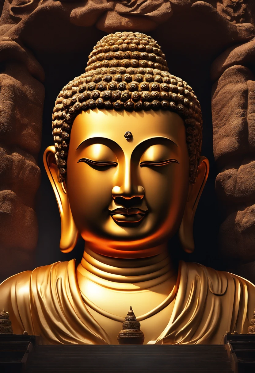 Buddha face,Buddha head,Buddha,Big Buddha statue,Head,heads,Shakyamuni,surrealism, shadowing, Realiy, stereograms, ,Stereoscopic view, Atmospheric perspective, 8K, Super detail, ccurate, Best quality,immensity,magnifica,shock,morningglow,High hills,baiyun,Between heaven and earth,Leshan Buddha,Clear face,fo,The large,highr,Dark Department,surrealism, High detail, Luminism, hyper photorealism, Chiaroscuro, stereograms, Cinematic lighting, first person perspective, Wide shot, Atmospheric perspective, in a panoramic view, Sony FE GM, hyper HD, Masterpiece, High details, High quality, Best quality