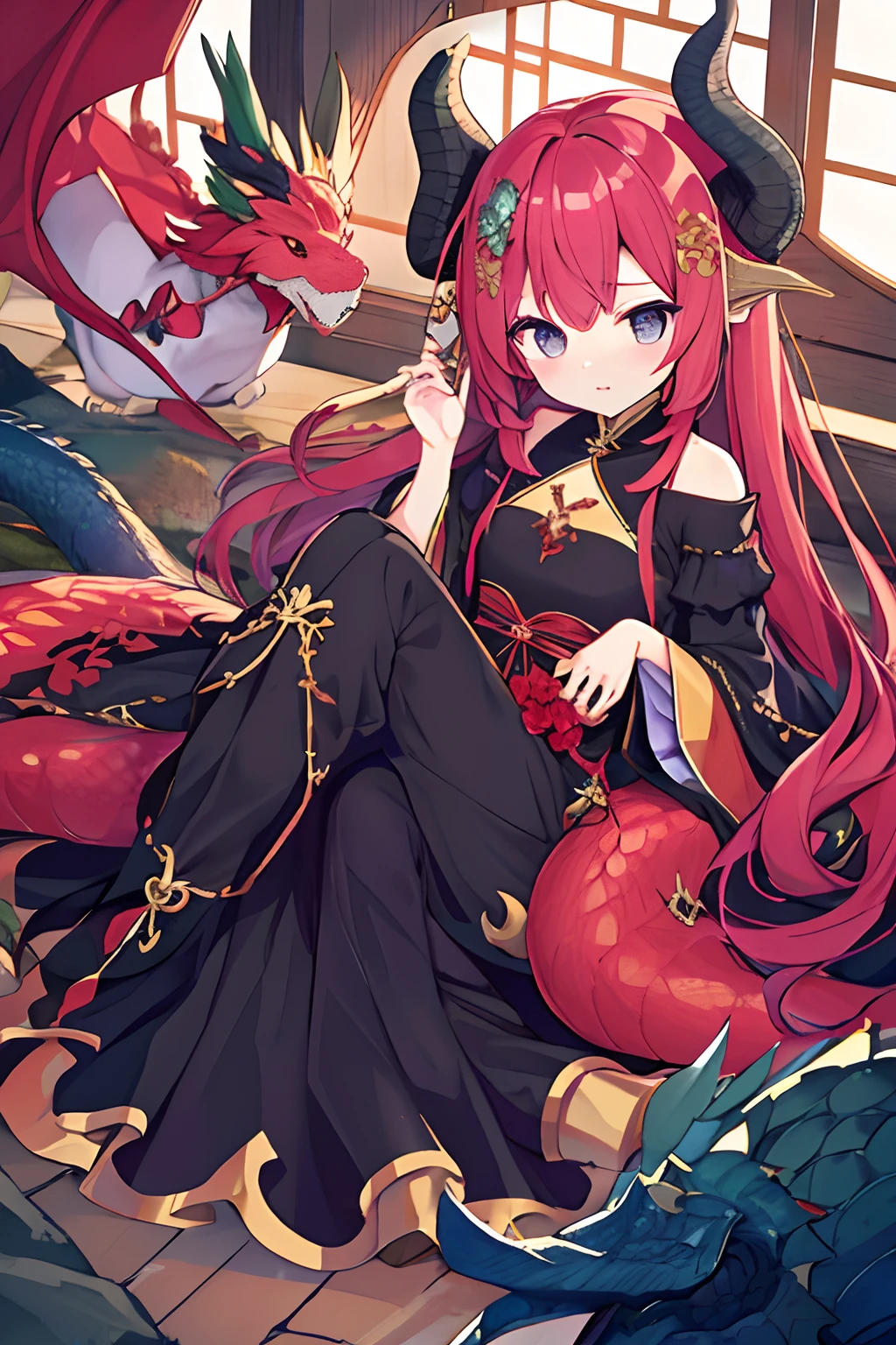 Kizi，Dragons，There is a dragon tail，Gorgeous dress