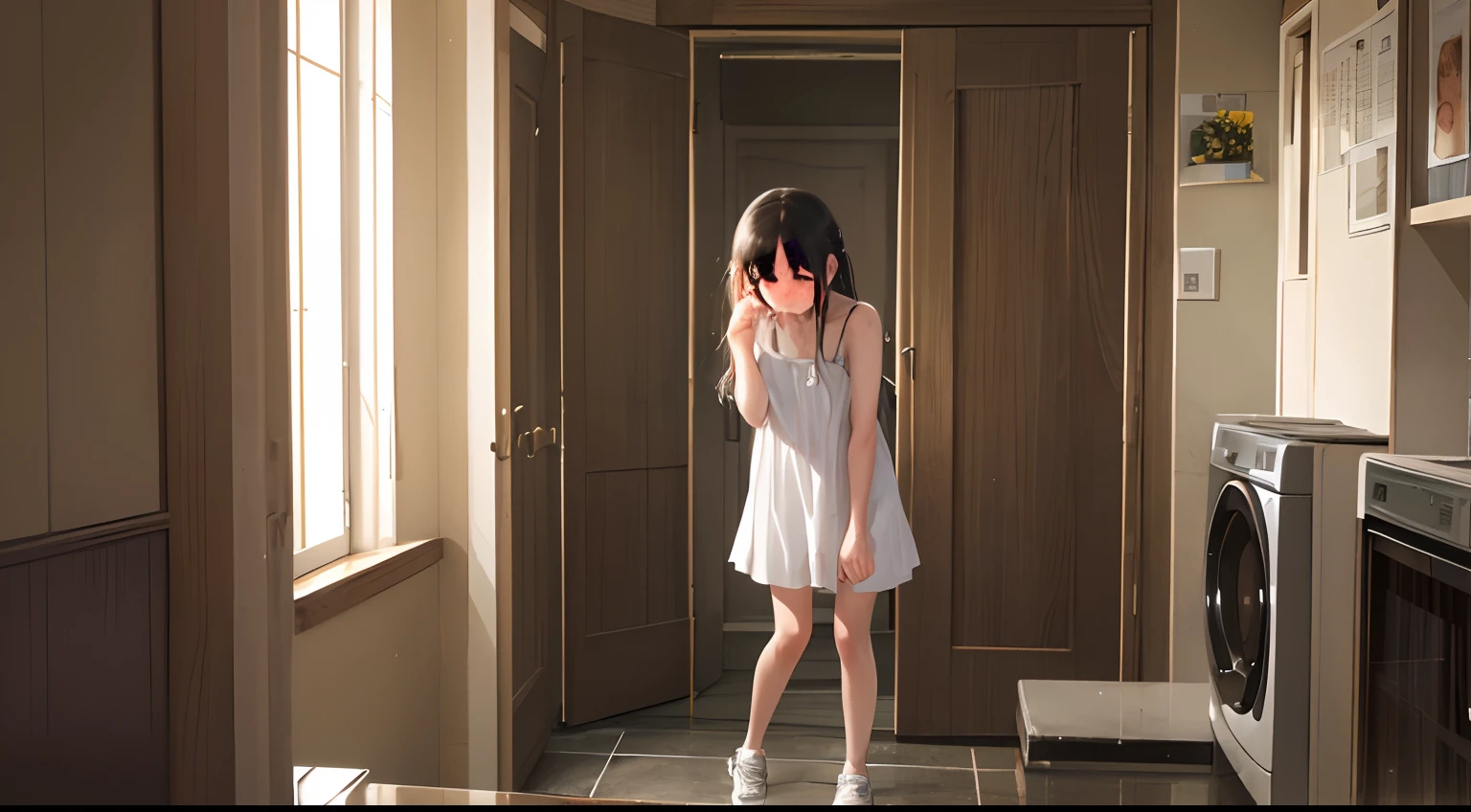 Best picture quality， tmasterpiece， 超高分辨率， （Fidelity：1.4）， photore， 1. junior school student: Girl，White sneakers， Dimly lit， darkly， be desperate， pitying， cute little， cinematic ligh， Tears， tear drop， （torn laundry：1.5）， （wetclothes：1.4）， exposed bare shoulders， Real rain， Wet hair,..  ，（Real Human：1.5），long whitr hair