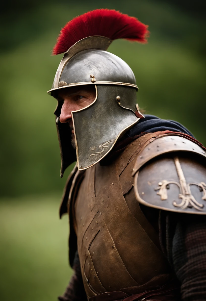 romano-briton warrior, dark age, 450 ad, welsh, brittonic warriors, welsh chieftain, british hillfort, iron age hillfort, tartan tunic, late roman ridge helmet, arthurian age,
