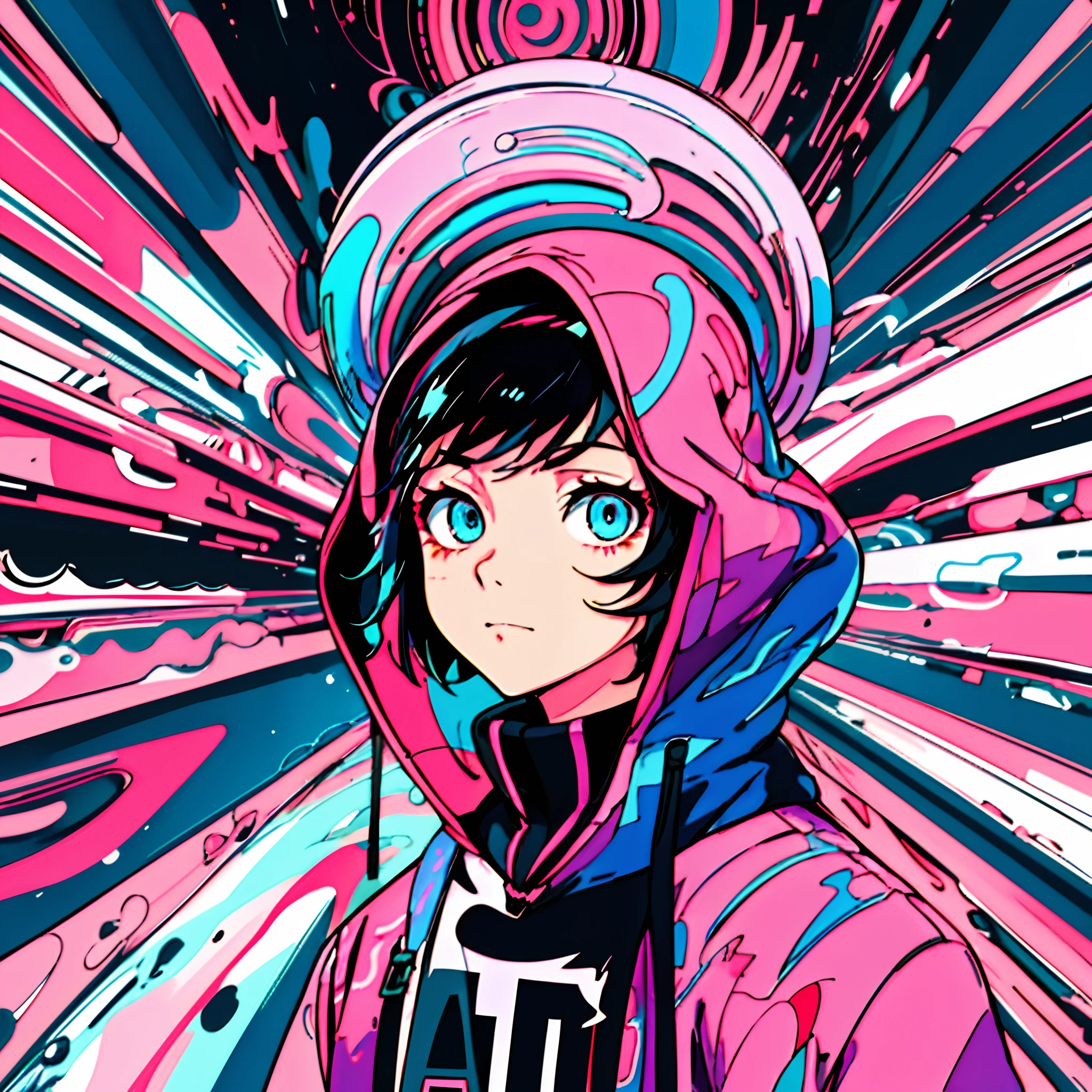 Anime girl with hoodie and hoodie on colorful background, anime style 4 k, cyberpunk anime girl in hoodie, anime style illustration, jen bartel, digital art in anime style, anime art wallpaper 4k, anime art wallpaper 4k, digital art in anime style, portrait anime space cadet girl, rossdraws cartoon vibrant, digital anime illustration, anime style artwork, anime abstract art