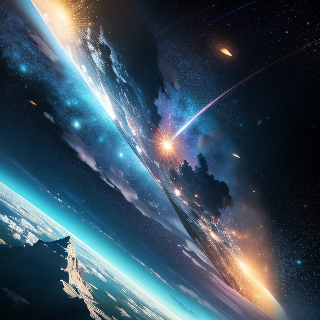 [Quadro 5] Zoom no Reino do Ar, onde Aria, com asas de vento, paira sobre as montanhas. "O Reino do Ar, where the heavens are the final frontier."