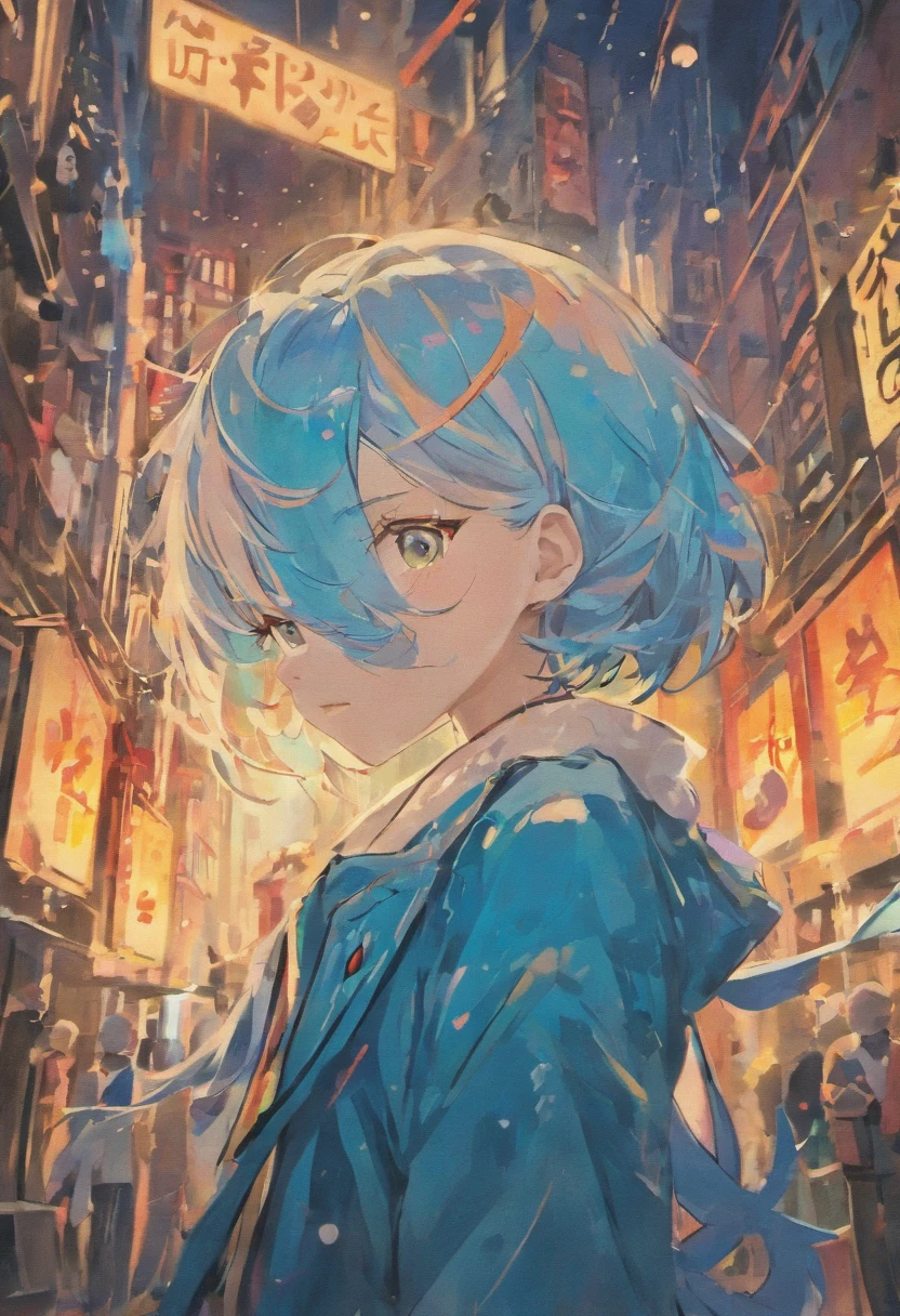 1 girl blue hair