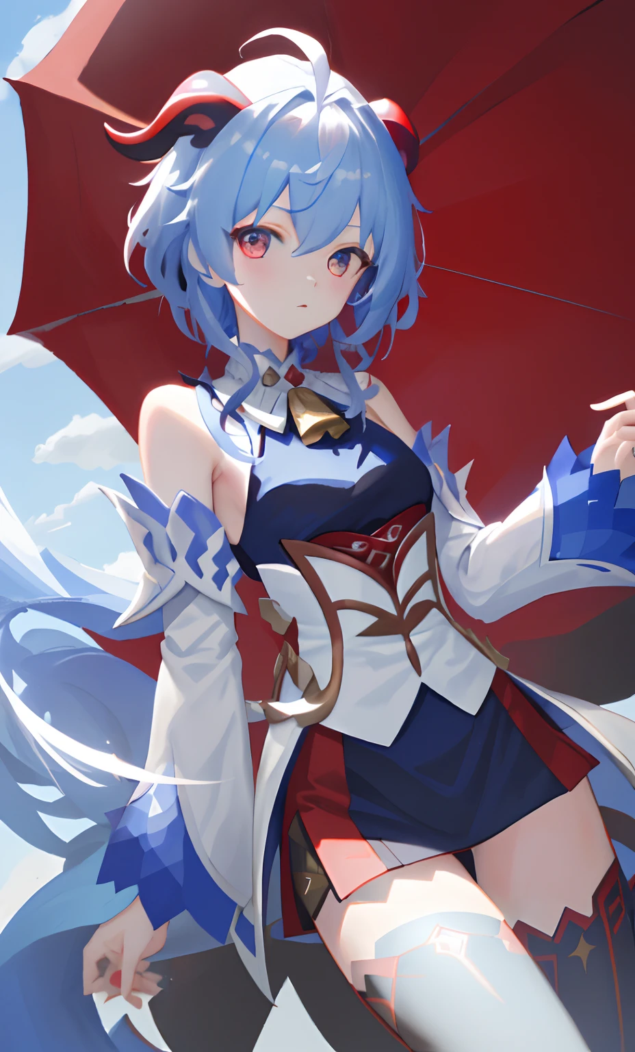 (hyper extreme detailed),(masterpeace),(hyper extreme)CG, beautiful lighting,light from the front,official art, solp,1girl, outdoors for park, <lora:hakuhou:0.8>,hakuou,aqua hair,red eyes,ninja,ninja suite,white dress,obi,sleeve,white capelet,sandar,