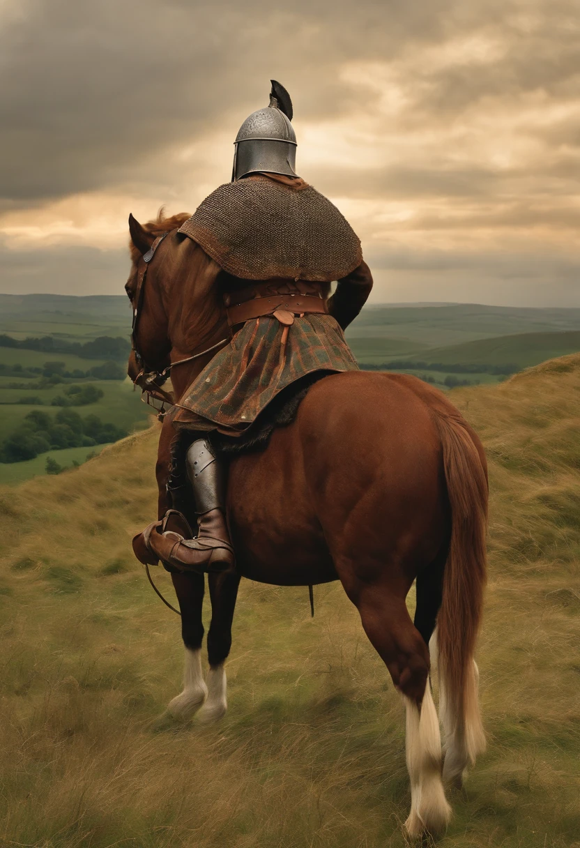 pictish soldier, dark age, 450 ad, pict, pictish warriors, pictish chieftain, pictish fort, iron age hillfort, tartan tunic, ridge helmet, arthurian age, riding a horse, woad tattos,