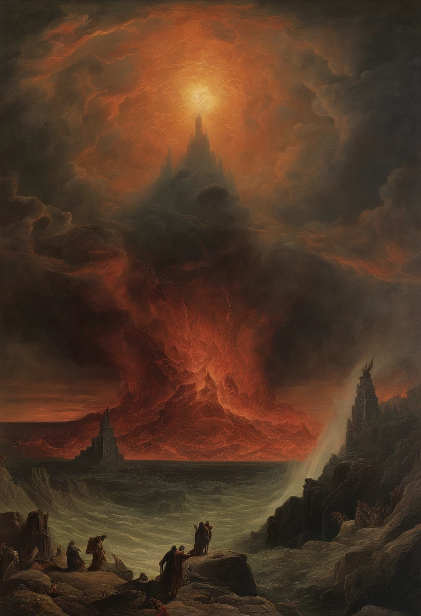 Apocalypse: god and devil, the final battle illustration by gustave dore