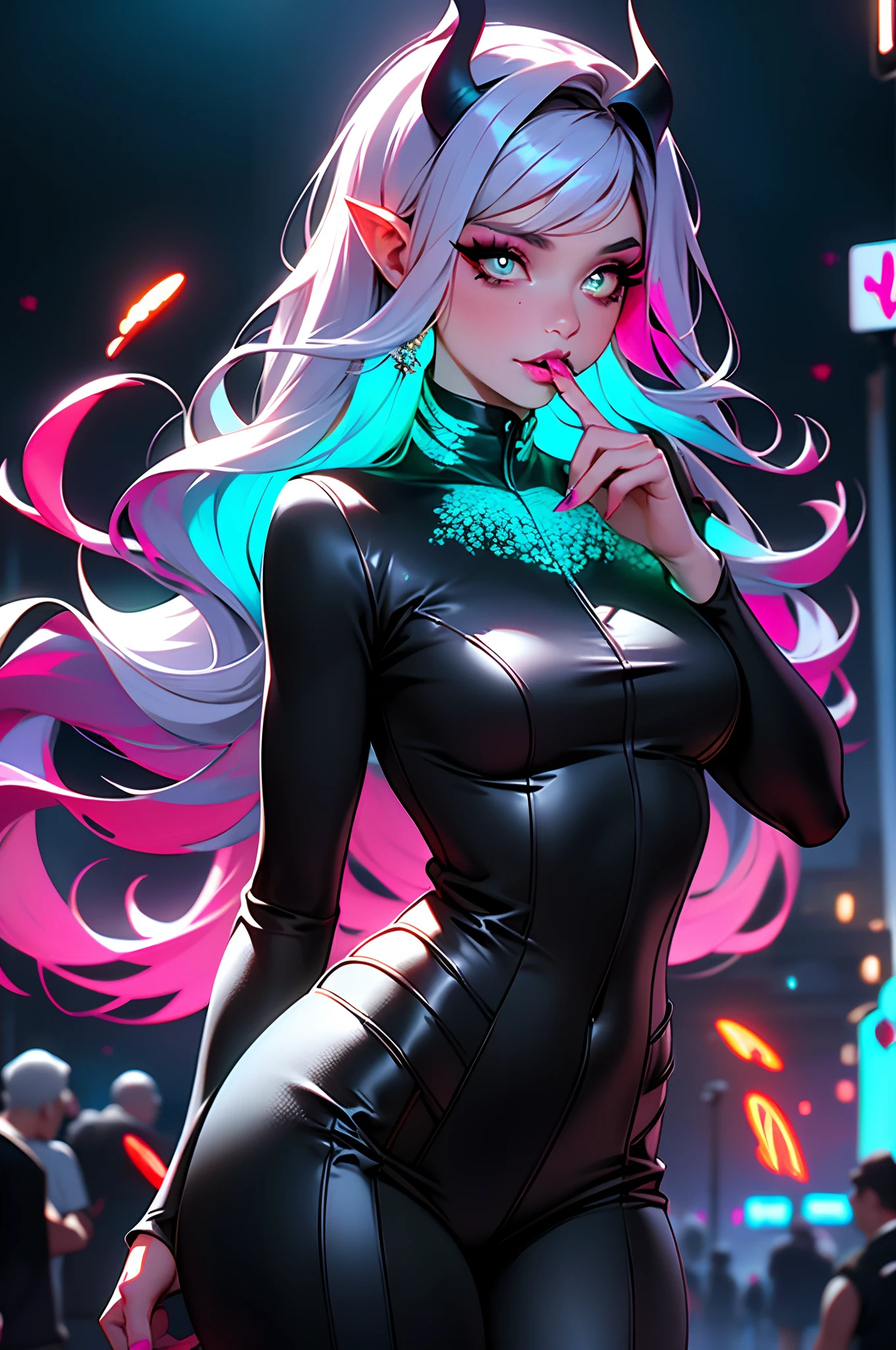 (masterpiece, top quality, best quality, official art, beautiful, cosmic, atmospheric, psychedelic, dreamlike and aesthetic, swirling psychedelic cosmic graffiti patterns:1.2), (1girl), extreme detailed,(fractal art:1.3),colorful,highest detailed, "(Best Quality, 8K, 32K, masutepiece:1.3), Ultra-detailed, (Photorealistic:1.4), pink and white colors, perfect color scheme, albino, Punk rock Girl, Detailed moonlight eyes, full body portrait, Luxurious neon green punk hair, Edgy Harajuku-inspired punk rock fashion, super huge enormously gigantic tits, cleavage showing, Avant-garde makeup, Numerous piercings, Heavily tattooed body, swirling psychedelic cosmic dreamlike graffiti pattern background