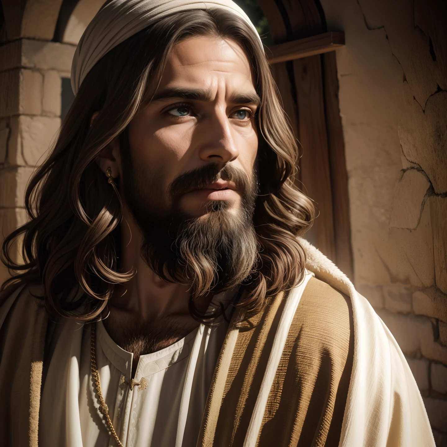 FAITH IN GOD, Jesus Cristo, Cristo Jesus, messias, prayers to God, Deus, heavens, celestial, Olho realista, olhos detalhados, olhar piedoso, Olhar forte, Rosto detalhado, boca normal, boca detalhada, turbante, renderizado, fotorrealista, Ultra HD | | |, 4k, texturas detalhadas, cores detalhadas, Sombras realistas, sombras detalhadas, Cristo, decente, long tunic, Moving prayer, barba grande, Barba Judeu, exciting prayer, Praying with emotion, peace of mind, floresta nas montanhas, palmeiras, Homem, macho, Jesus, Iesus, Messias de Israel, hebraico, cores detalhadas, nitidez detalhada, Ultra HD | |, Texturas realistas, contraste detalhado, 8k,