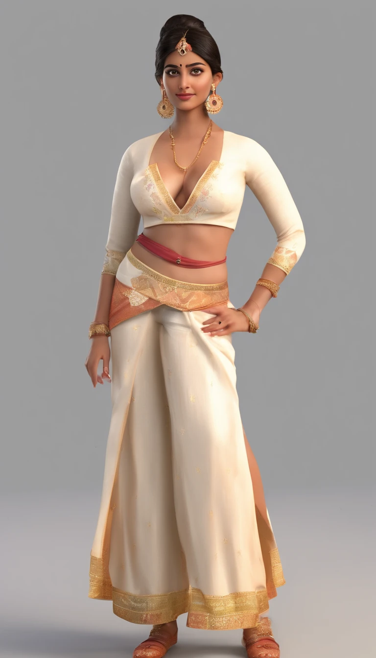 A 20 years old Indian girl in crop with beautiful face of an south indian and feminine body structure with frim boobs in Hyper Realistic image