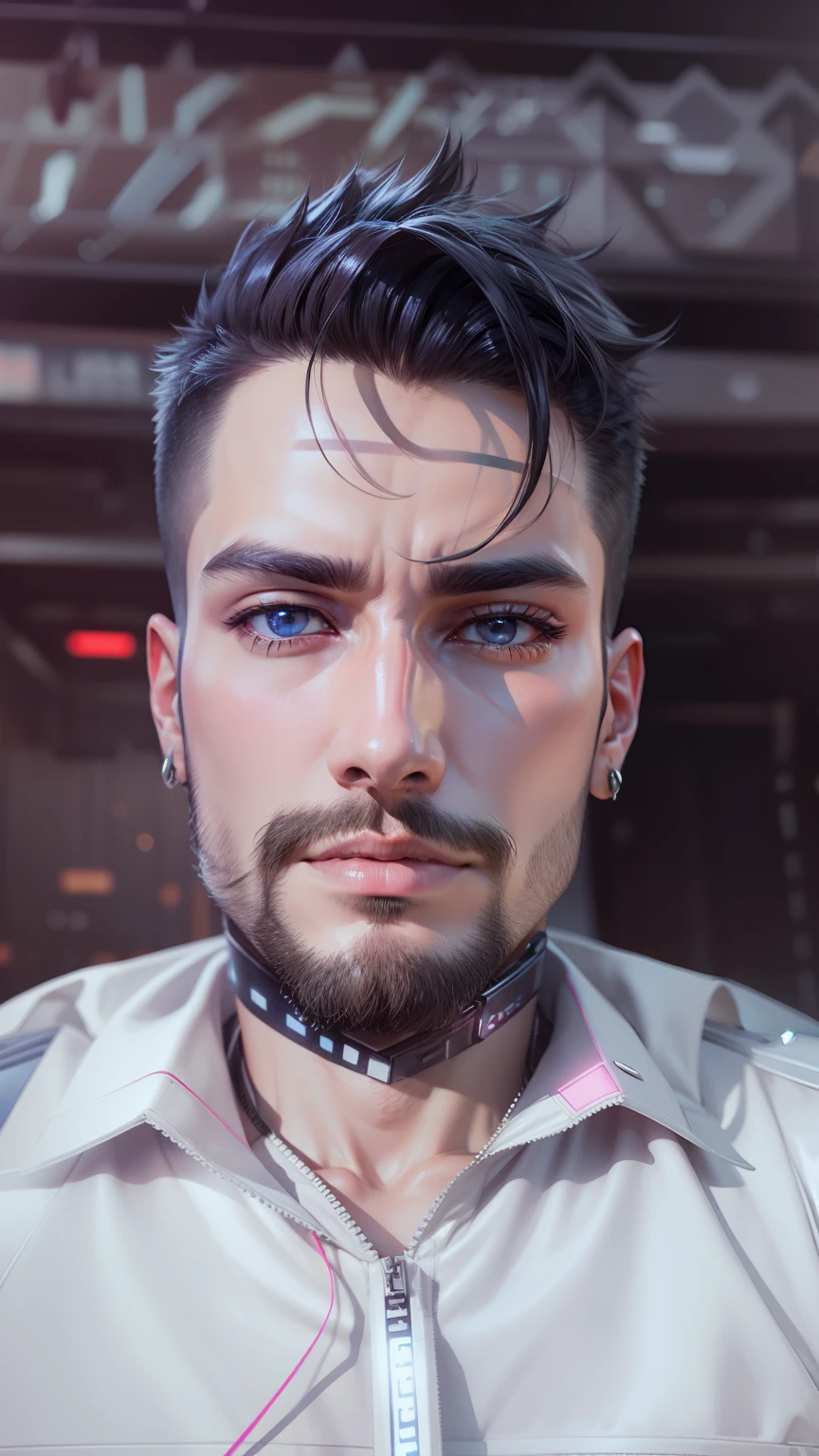 Change background cyber punk handsome boy realistic face