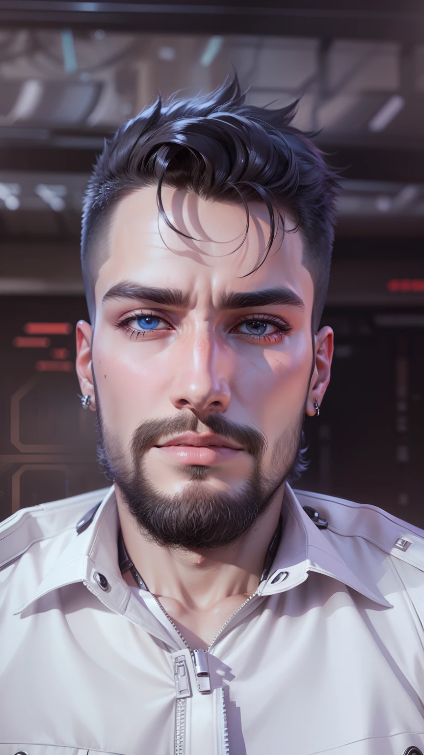 Change background cyber punk handsome boy realistic face