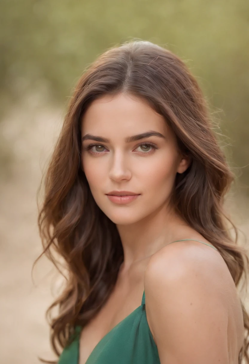 mulher em torno de 19 anos, cabelos castanhos naturais, olhos verdes, esbelta e curvilinea, Beautiful, luz de velas em um ambiente de praia, Ultra sharp focus, tiro realista, roupas femininas de praia, cores tetradicas (cicatriz:1.4)