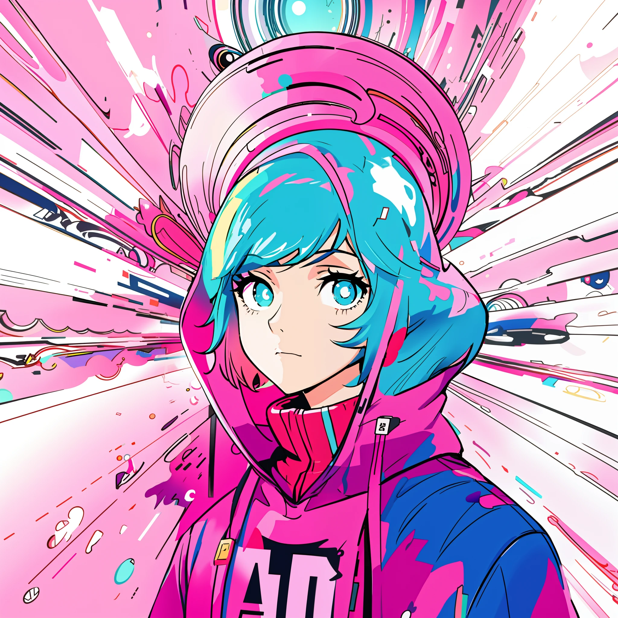 Very colorful background、Anime girl in colorful hoodie, Very colorful、anime style 4 k, cyberpunk anime girl in hoodie, anime style illustration, jen bartel, digital art in anime style, anime art wallpaper 4k, anime art wallpaper 4k, digital art in anime style, portrait anime space cadet girl, rossdraws cartoon vibrant, digital anime illustration, anime style artwork, anime abstract art