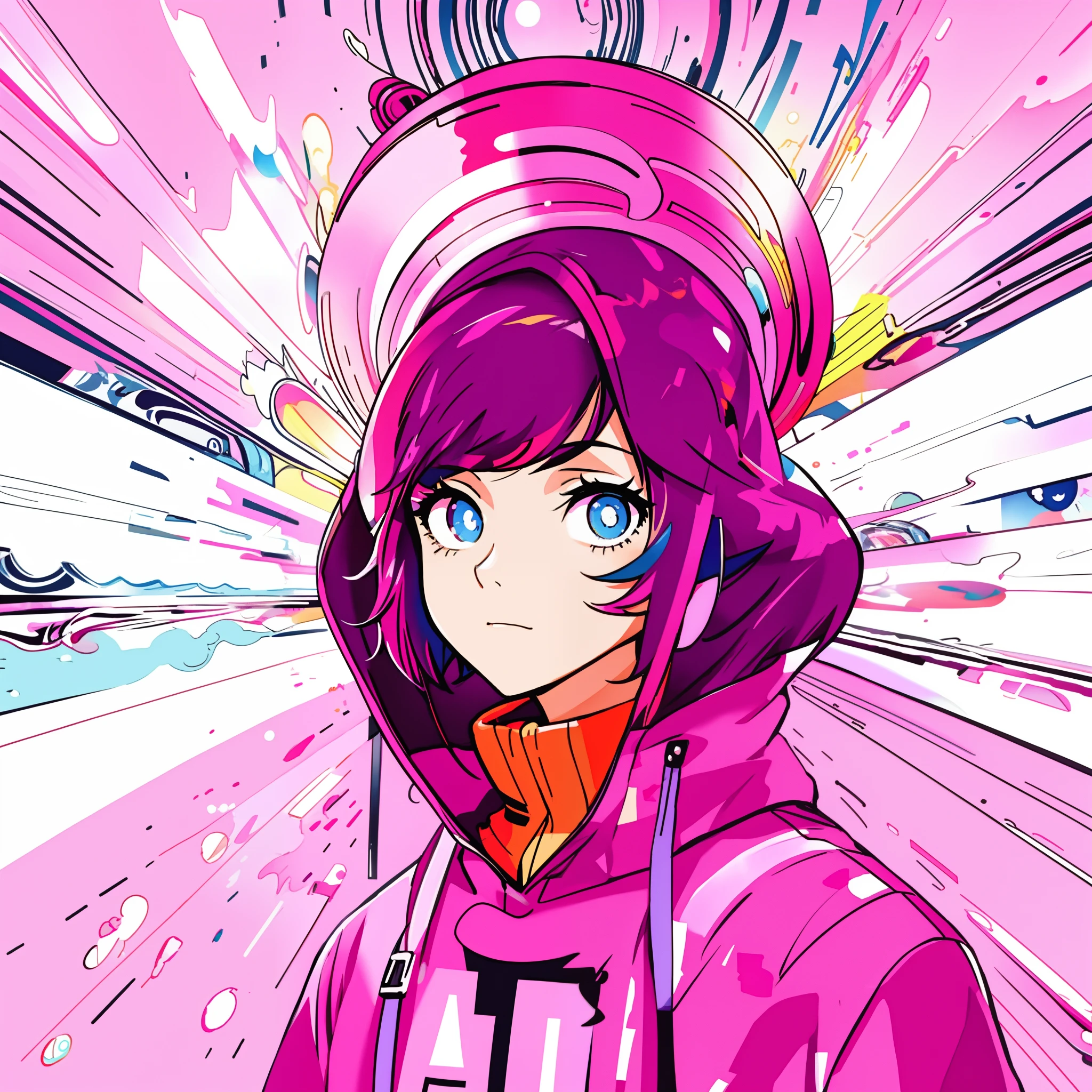 Very colorful background、Anime girl in colorful hoodie, Very colorful、anime style 4 k, cyberpunk anime girl in hoodie, anime style illustration, jen bartel, digital art in anime style, anime art wallpaper 4k, anime art wallpaper 4k, digital art in anime style, portrait anime space cadet girl, rossdraws cartoon vibrant, digital anime illustration, anime style artwork, anime abstract art