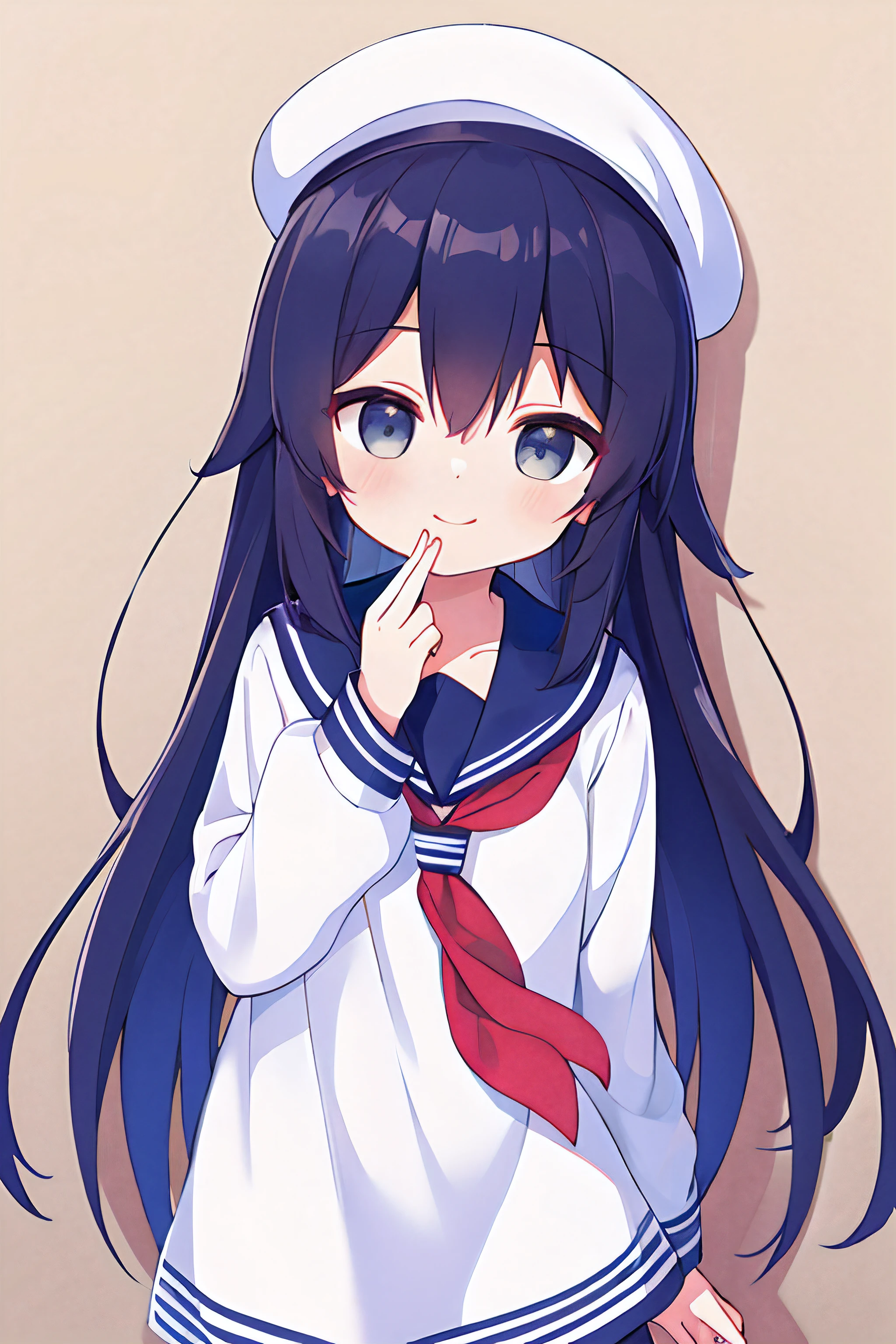 Kizi，High- sharpness，full bodyesbian，Hand on the back，Leaning against the wall，ssmile，a sailor suit，Look at me，adolable