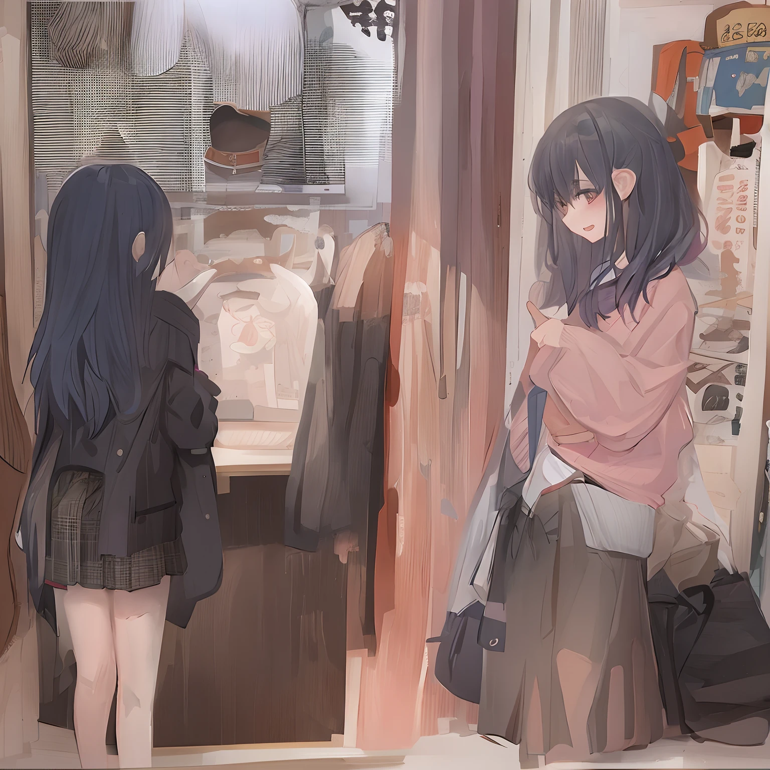Japan high school girl comes home from school and changes clothes, Exposing her skin.She wears a navy blazer, Plaid/checkered skirt, Black knee-high socks, Has long pink hair, Wearing glasses.genitals are exposed and stand out,.Change clothes in the room and get naked. She doesn't even wear underwear.