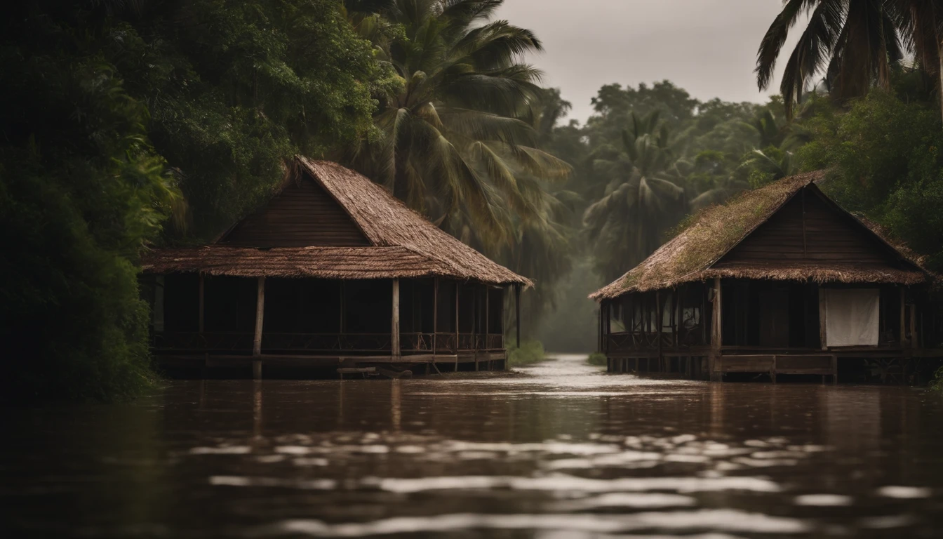 village plantation flooded by rain
