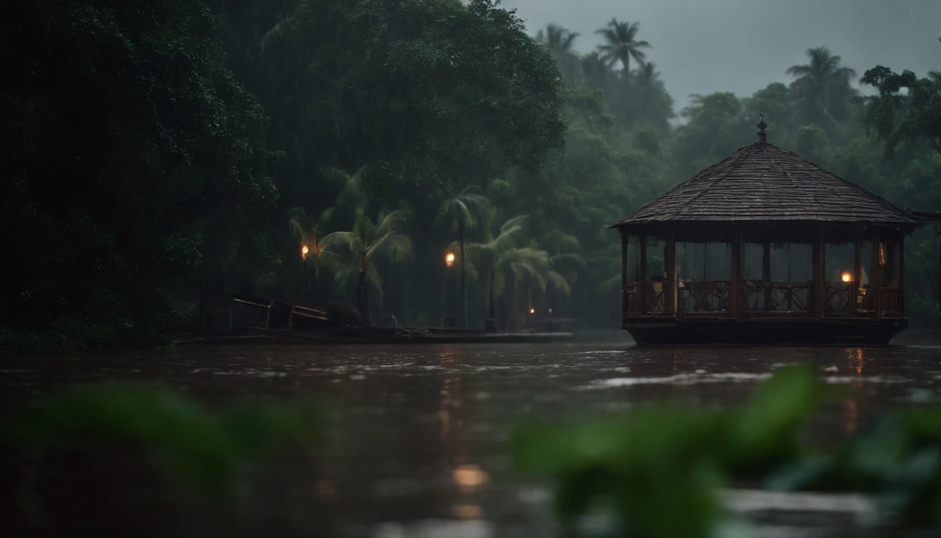 village plantation flooded by rain