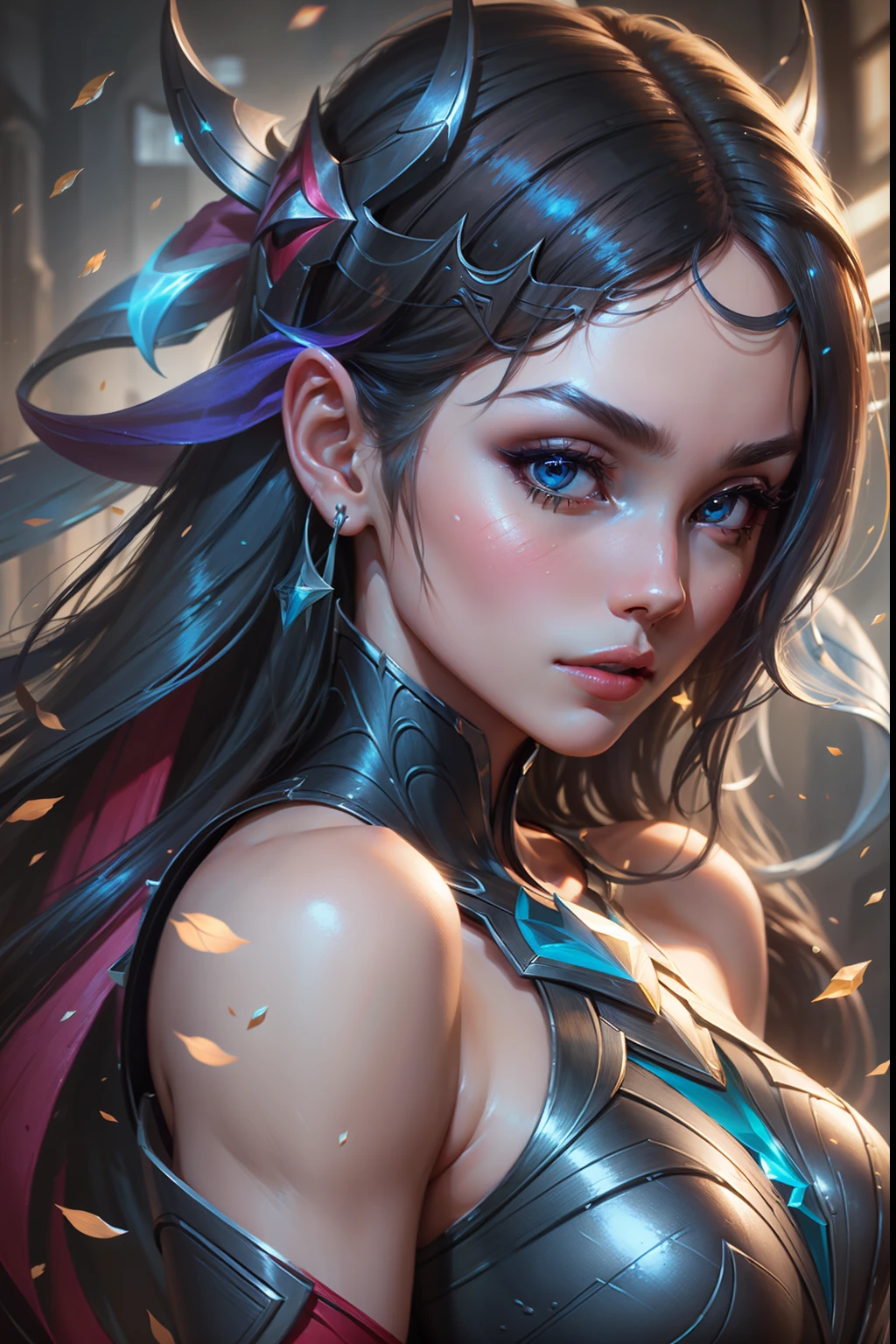 (masterpiece, best quality),  intricate details, 8k, artstation, sharp focus, 1girl, star guardian, league of legends, (cool color theme)