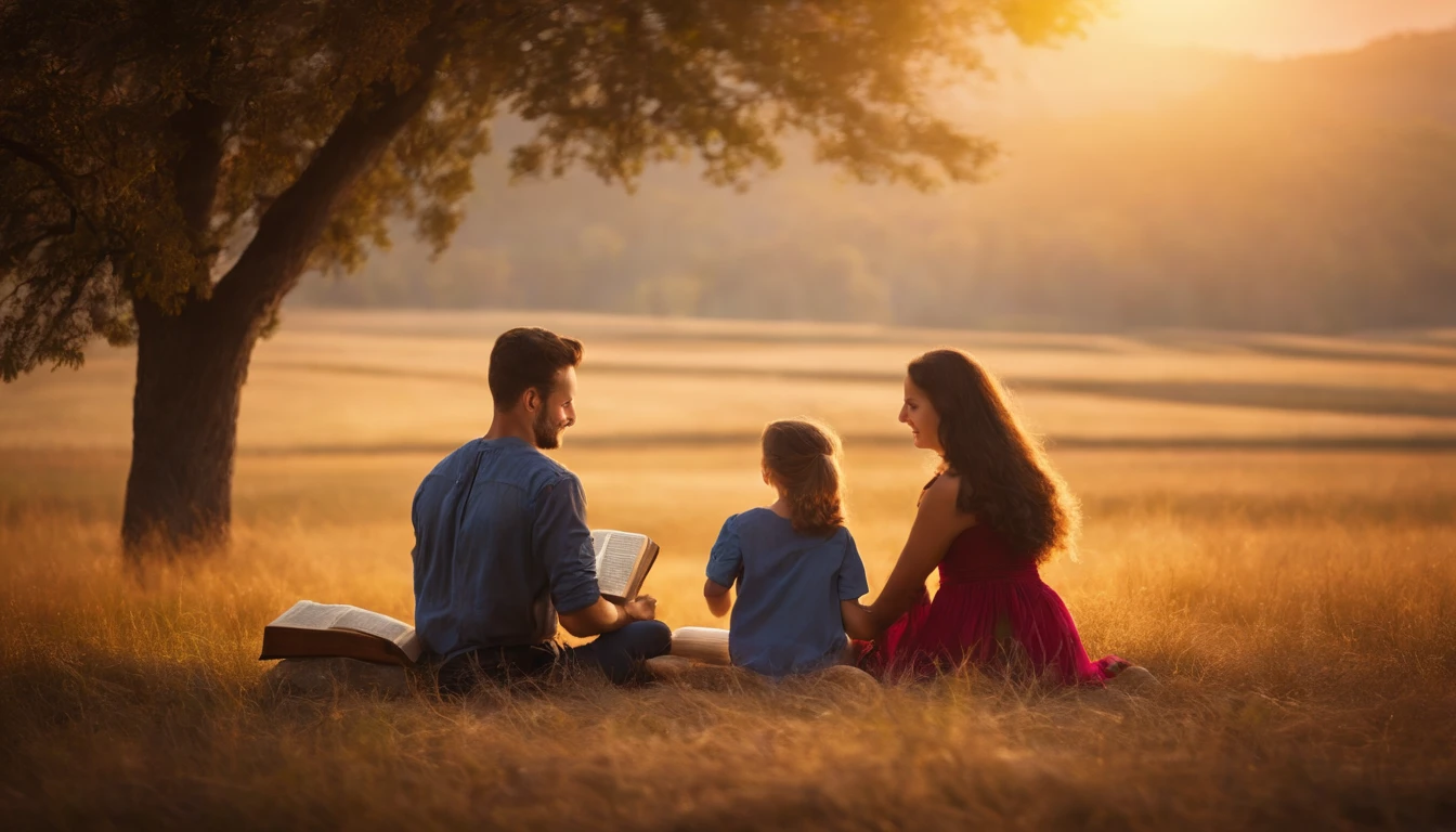 couple with children and the bible