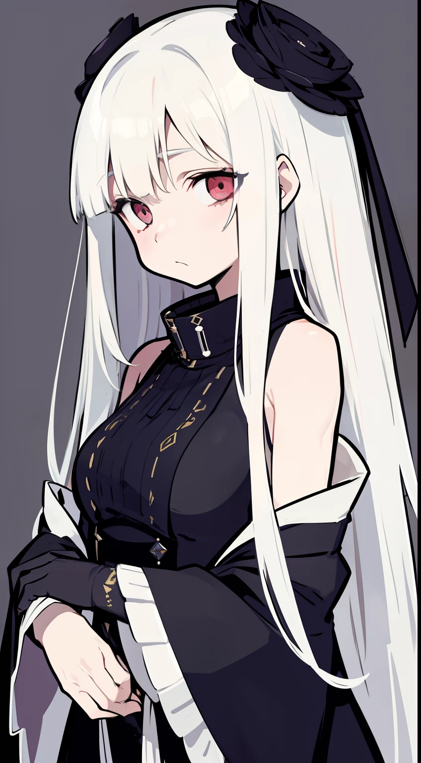 (tmasterpiece),(HighestQuali),Mature woman,long white hair,Sadgy,Side Body,With his head bowed,sad expressions