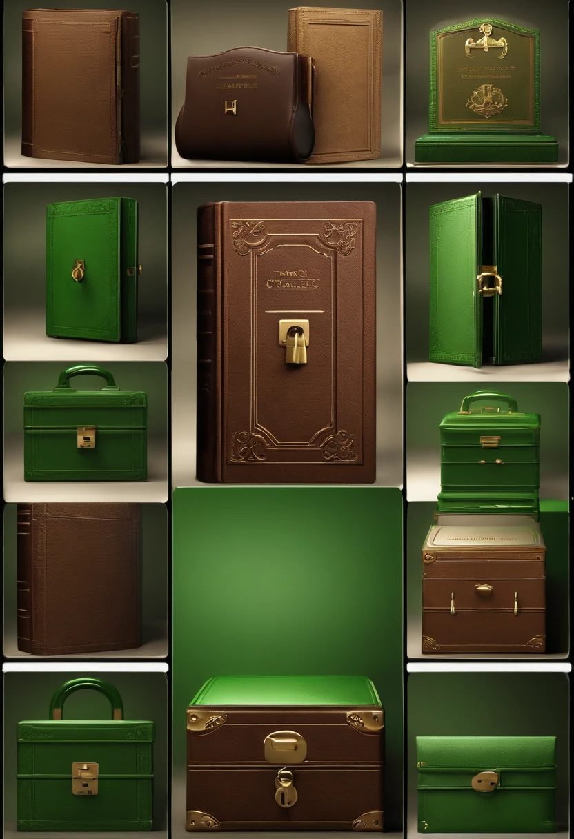 There is a book with a padlock and a padlock on the green cover, Documentos confidenciais verde, cofre cripto gigante verde, Cofre BFechadurachain, Fechadura, O metaverso criptografado, Cadeados, Described as a 3D rendering, renderizado em cinema 4 d, renderizado em cinema4d, por jeonseok lee, Pinterest Keyshot product rendering, abrir cofre, Documentos, Cofre, Iluminção Verde, particulas verdes, luzes verdes, raios verdes