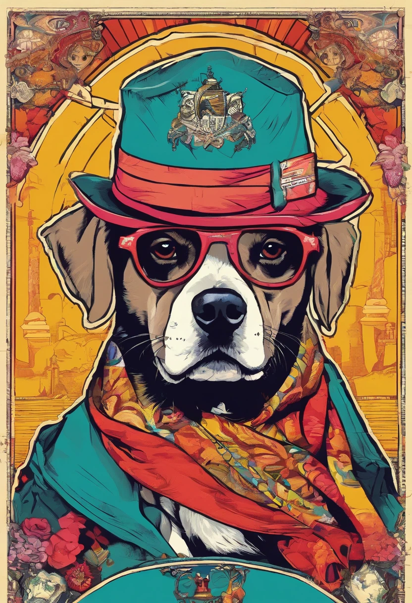 a painting of a dog wearing a hat and scarf, trending on art station, Vestido com roupas punk, detailed hyper-realistic rendering, British gang member, estilo de rua, pose intimidadora, Planeta dos Gatos, roupas com moda, samurai urbano, miau, West Slavic features, 8 1 5, Animacoes