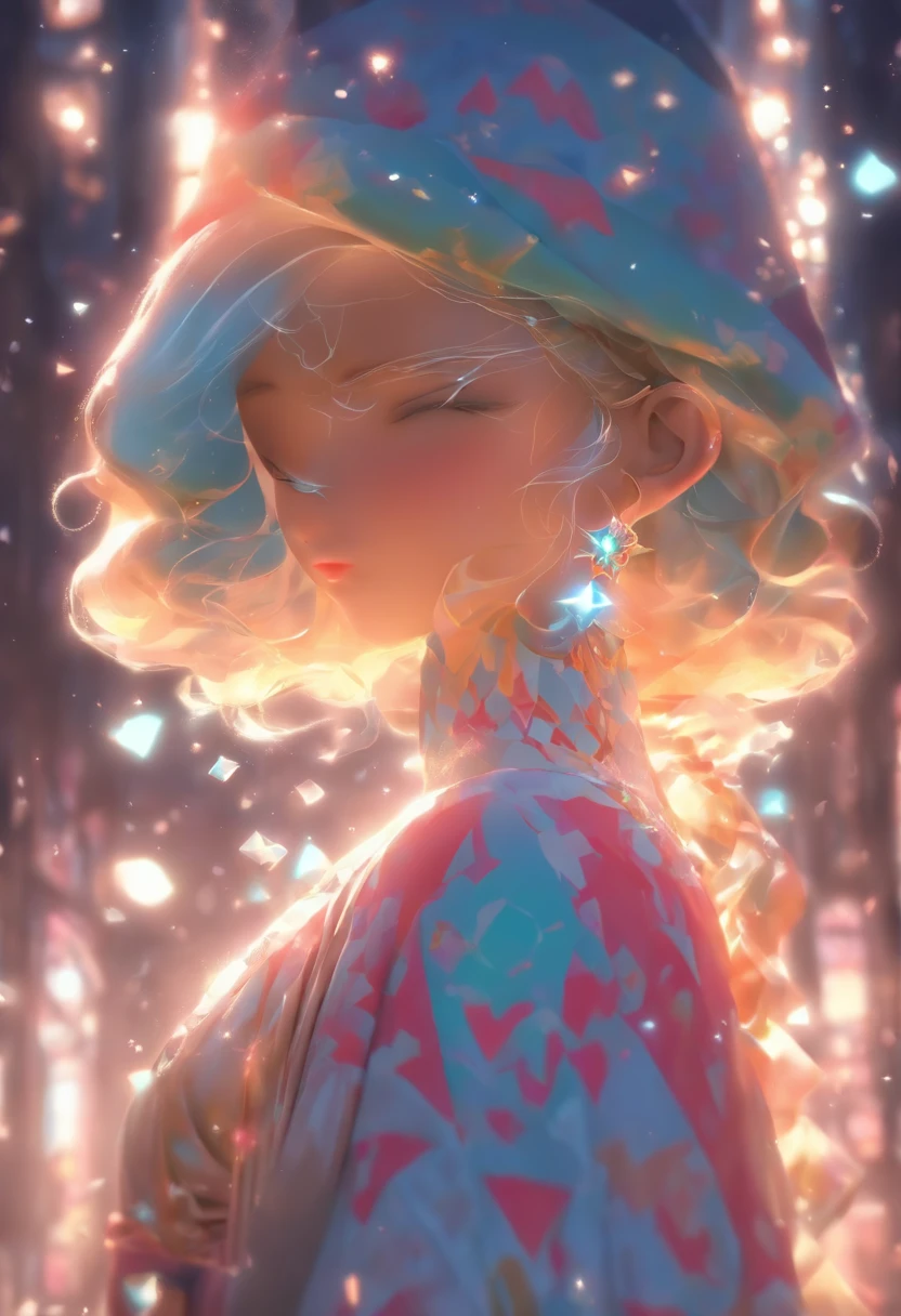 (absurderes,A high resolution,ultra - detailed), offcial art, Unity 8k壁纸, Ultra-detailed, Beautiful and aesthetically pleasing, tmasterpiece, best qualityer,long skirt,Slender and slender girl,Wearing a gauze dress shining with broken diamonds,With a hood,Shrouded head,The material of the clothes is light,Gaia style,The clothes are wrapped with auspicious cloud patterns