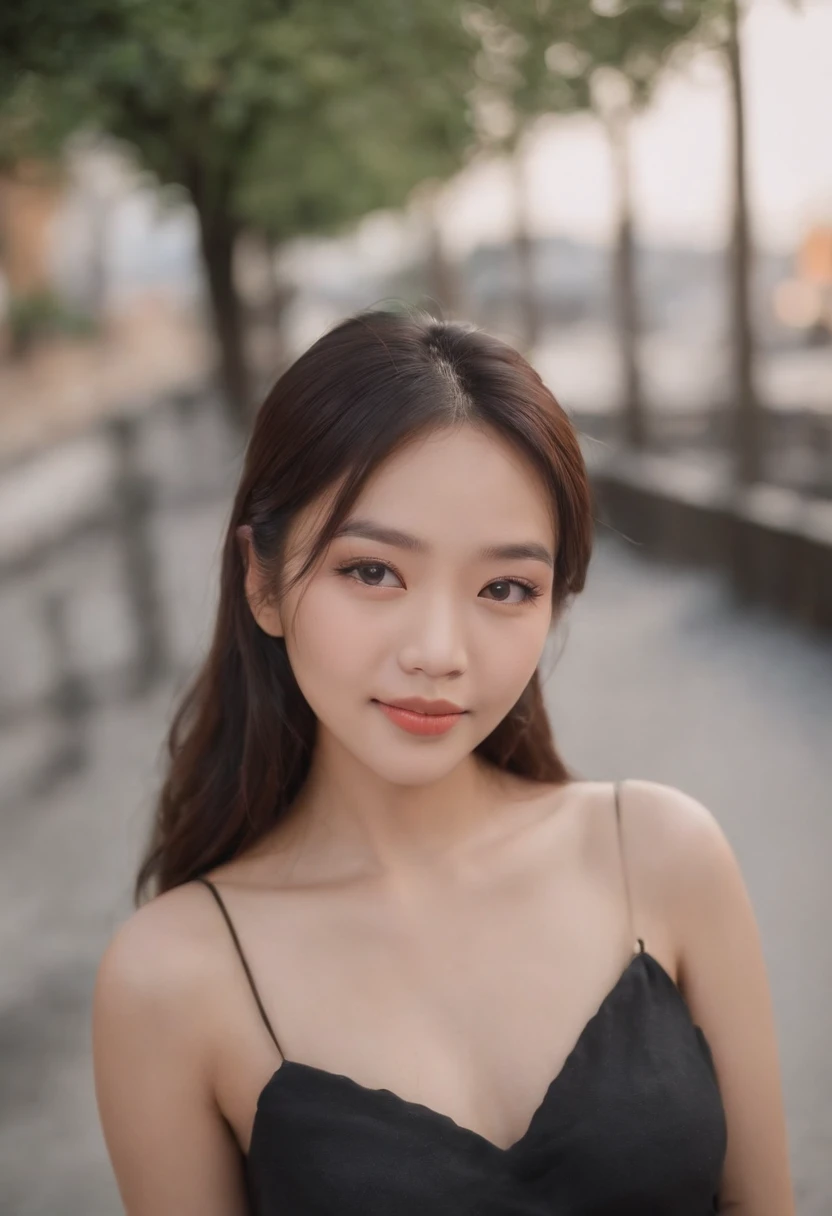 young asian woman, 20 year, modelo, influencer, sonriendo, mirada tierna, maquillaje, Instagram, con cabello largo y hermoso, posando para una foto, milf, cute, idol japan, hiper realista.