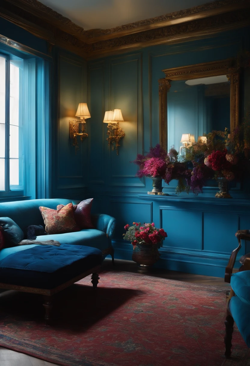 a blue room