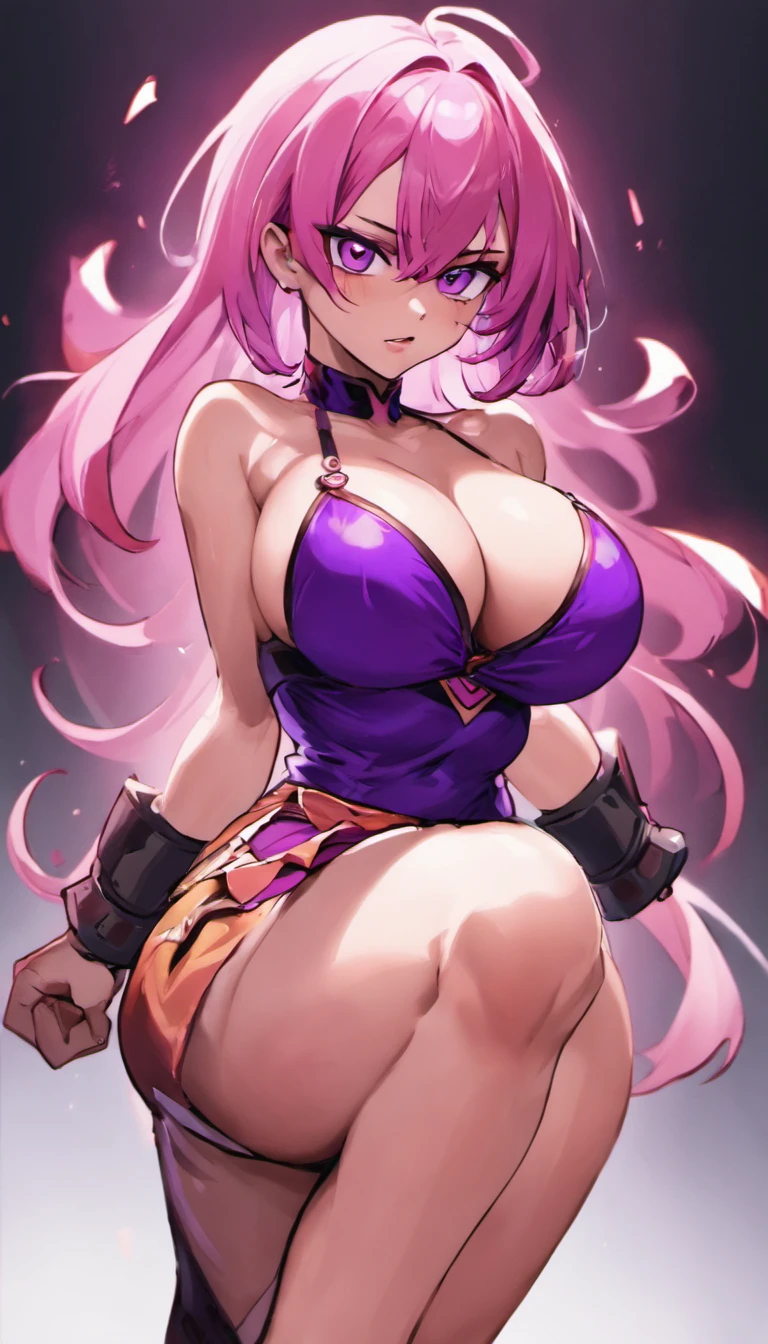 HighestQuali,tmasterpiece,A high resolution,Rose hair,Lori huge breasts cleavage,long whitr hair,1 woman,Purple skirt