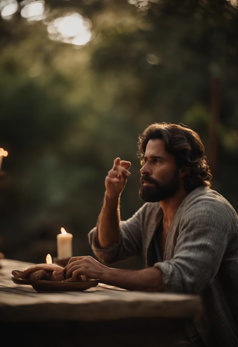 Um homem sendo perdoado por Jesus