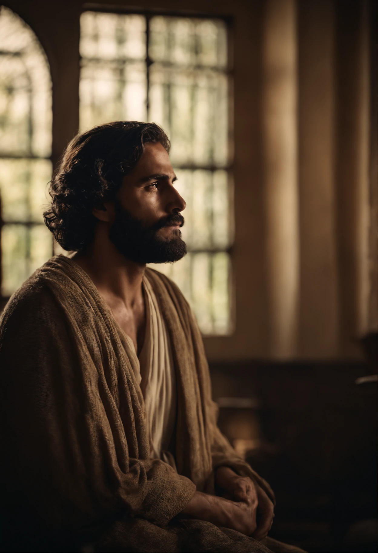Um homem sendo perdoado por Jesus