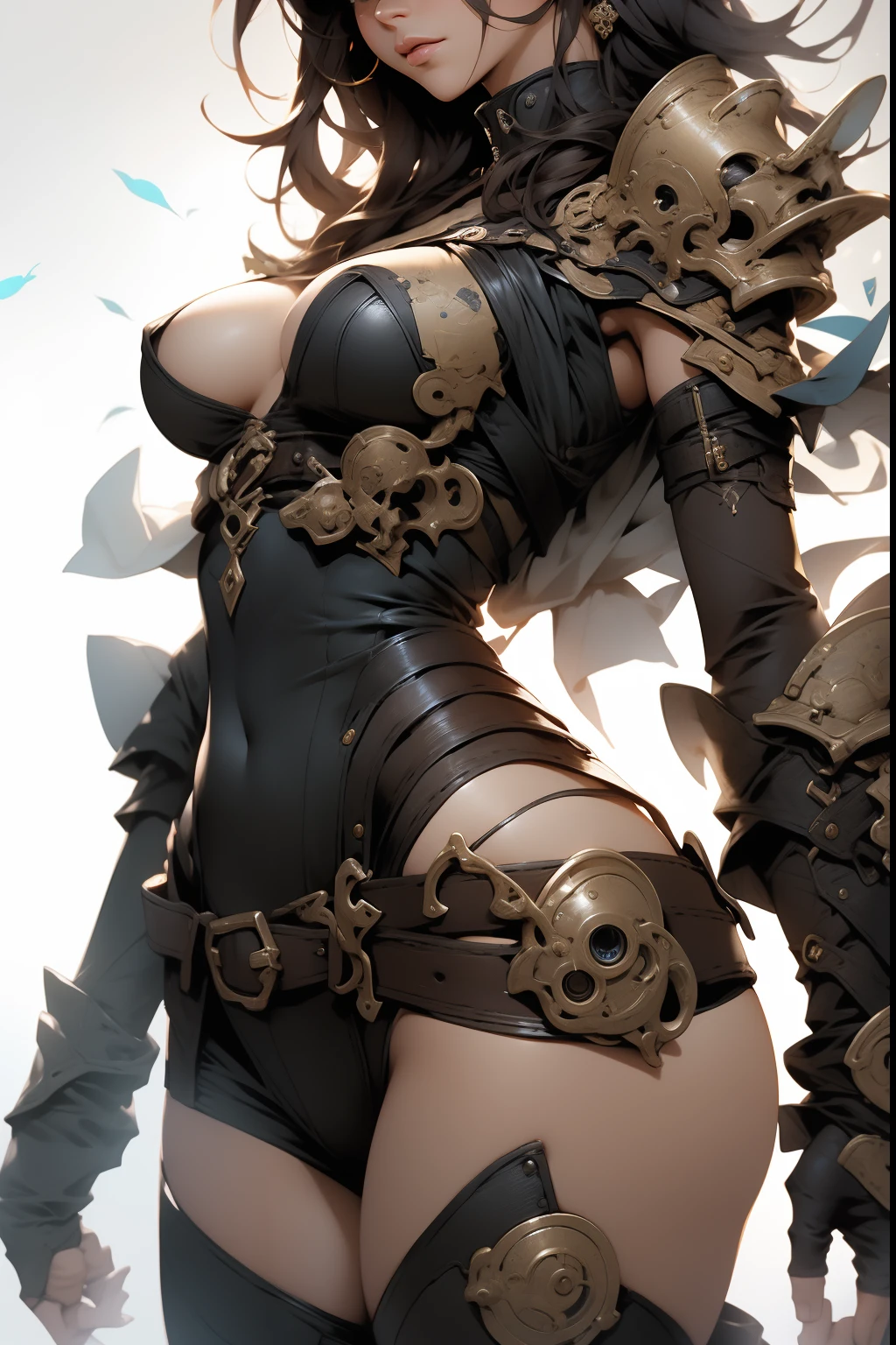 (Masterpiece), (Best quality), 8K resolution, 1girll, Stunning beauty, Mature female, 30 age old, steampunk girl, machine arm, steampunk background