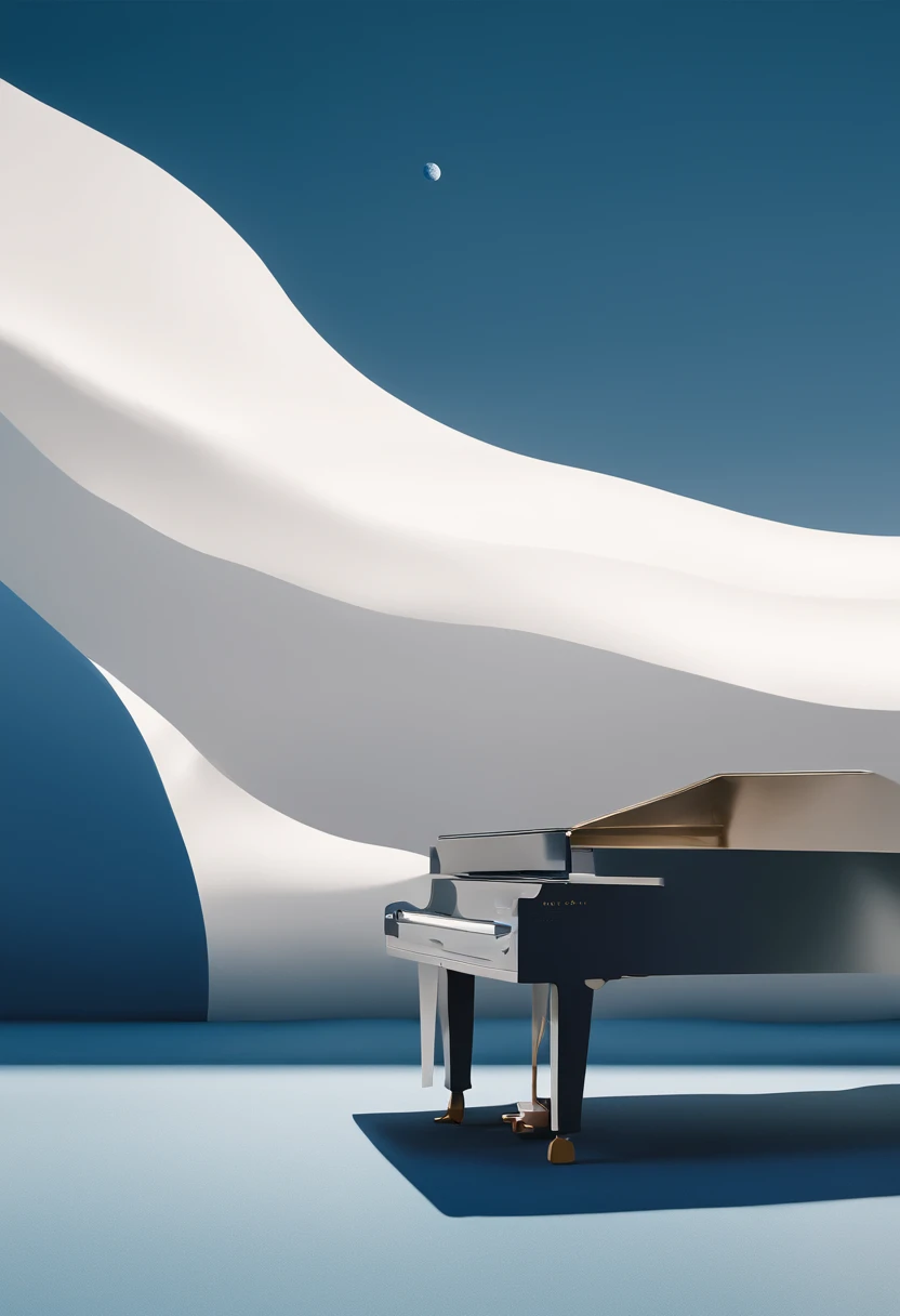Play the piano in the sea,deep blue sea, nigh sky