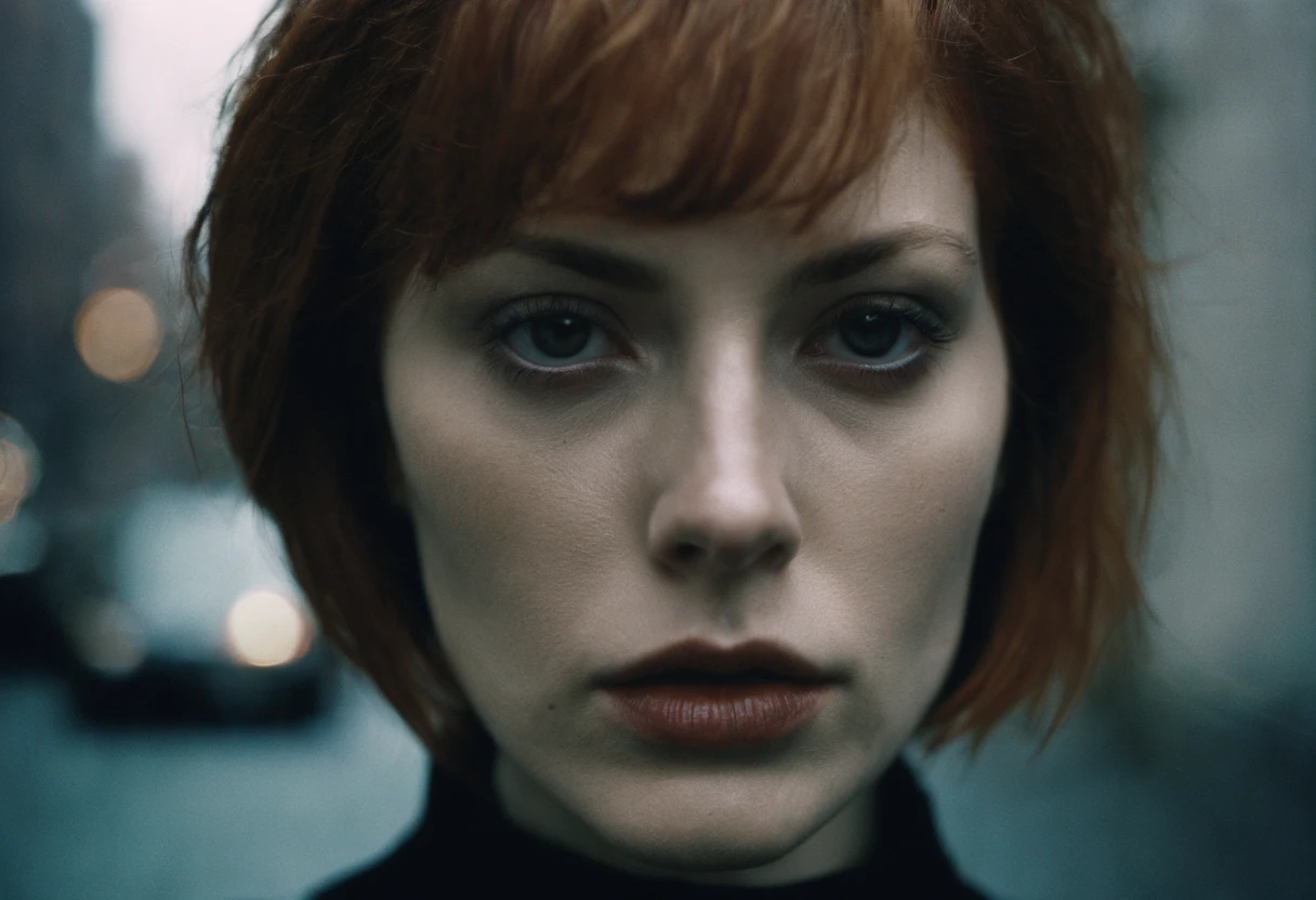 beautiful petite young woman, 28 year old, short messy hair, ginger hair, floppy hair, straight hair, cold, (investigative journalist:1,5), new york city, Photojournalism, 35mm, Kodak Gold 200, Depth of Field, Materiality