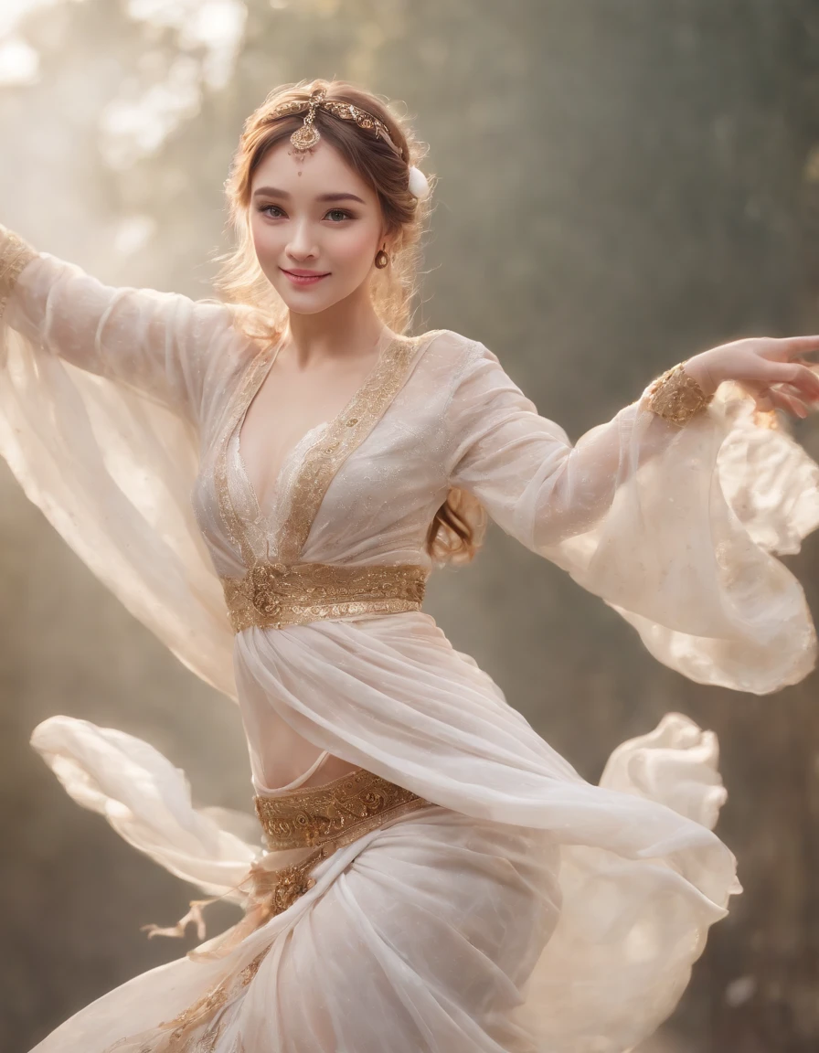 ultra detailed illustration, dynamic angle, smile girl danceing, belly dance, clear shawl, delicate hair ornaments, elegant earrings, extremely detailed face, detailed transparent eyes with highlights, crepuscular rays, rembrandt lighting, powder light, blonde, twintails, from the rear, twintails, twintails, perfect fingers, twintails, jump, twintails, Masterpiece, best quality, anatomically correct, high details, sexy girl, full body, schoolgirl uniform