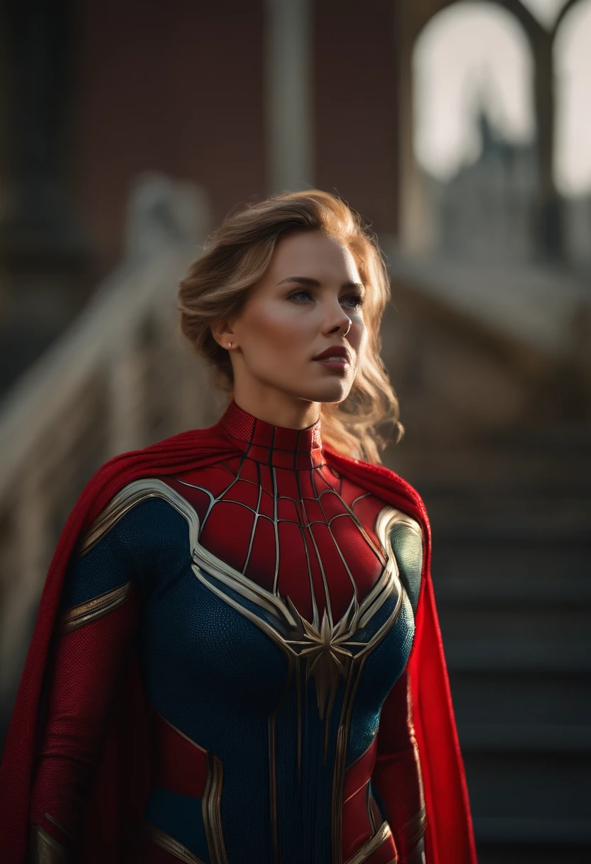 beautiful photo of scarlett johanssen, wearing a spideman costume, A stunning intricate full color photo of (sks woman:1), epic character composition, by ilya kuvshinov, alessio albi, nina masic, sharp focus, natural lighting, subsurface scattering, f2, 35mm, film grain, full body