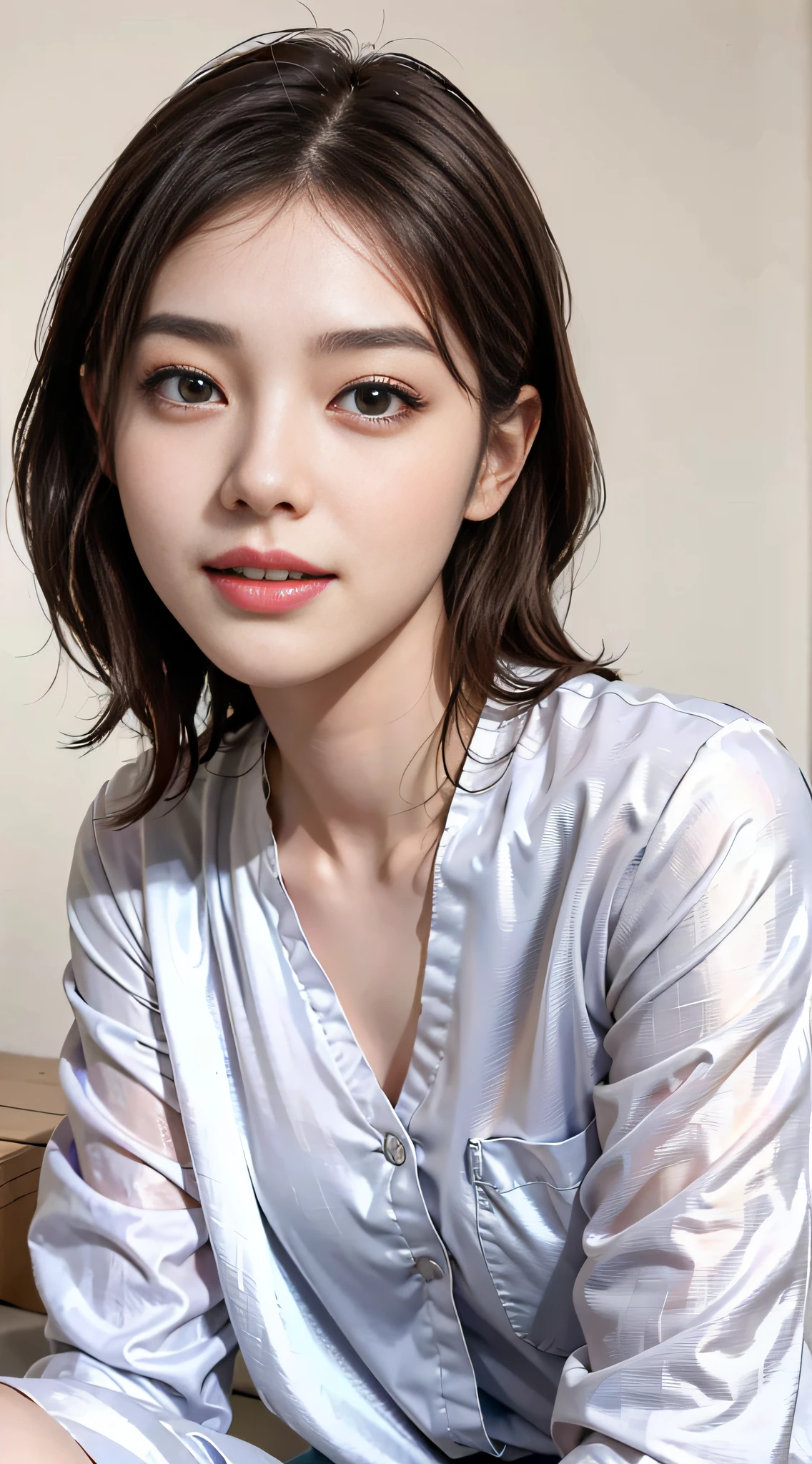 Alafed woman in silver shirt sitting on bed smiling, Gorgeous young Korean woman, Beautiful young Korean woman, gorgeous chinese model, beautiful Korean women, female actress from korea, Young adorable Korean face, young cute wan asian face, Korean Woman, Portrait of female Korean idol, Cute Korean Actress, Japanese Models, Korean Girl, wearing silver silk robe