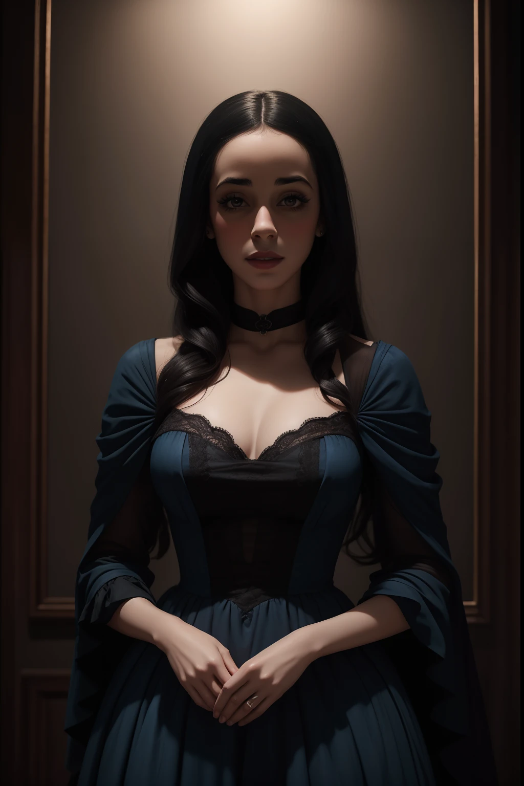 darkeness, sombras, oona chaplin, vampira, galeria de arte sombria, blue dress 18th century, rosa vermelha